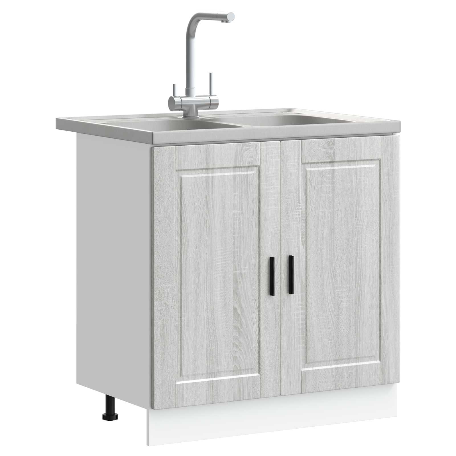 vidaXL Szafka pod zlew Porto 2 pcs Szary Materiał drewnopochodny