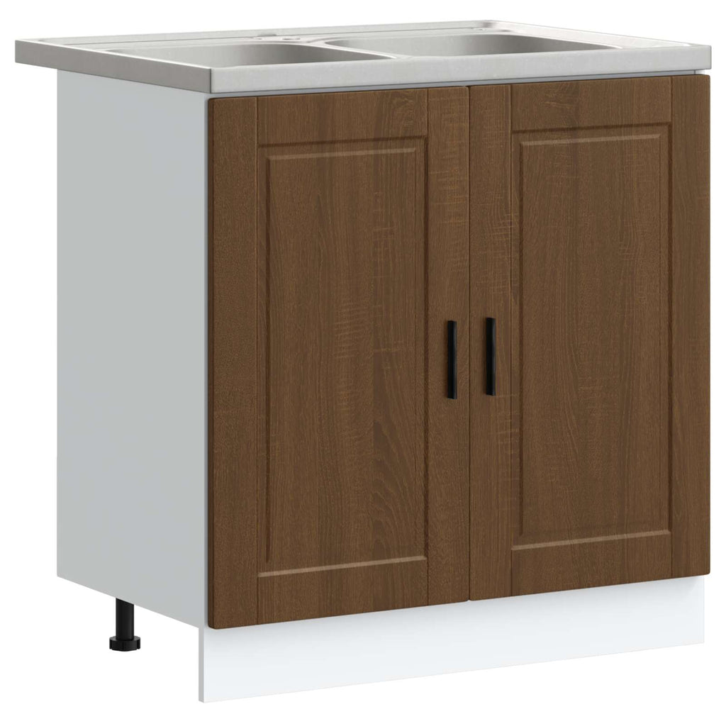 vidaXL Szafka pod zlew Porto 2 pcs Brązowy Materiał drewnopochodny