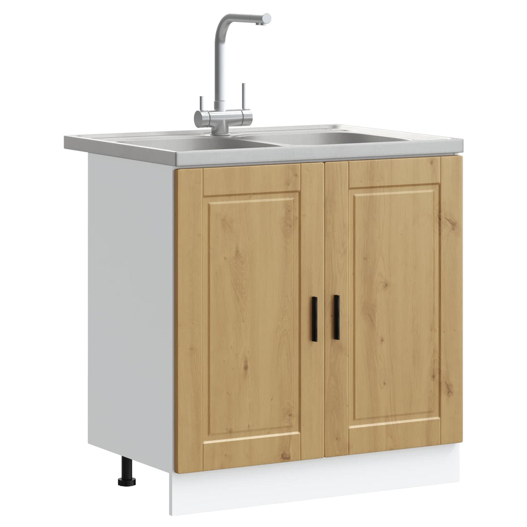 vidaXL Szafka pod zlew Porto 2 pcs Brązowy Materiał drewnopochodny