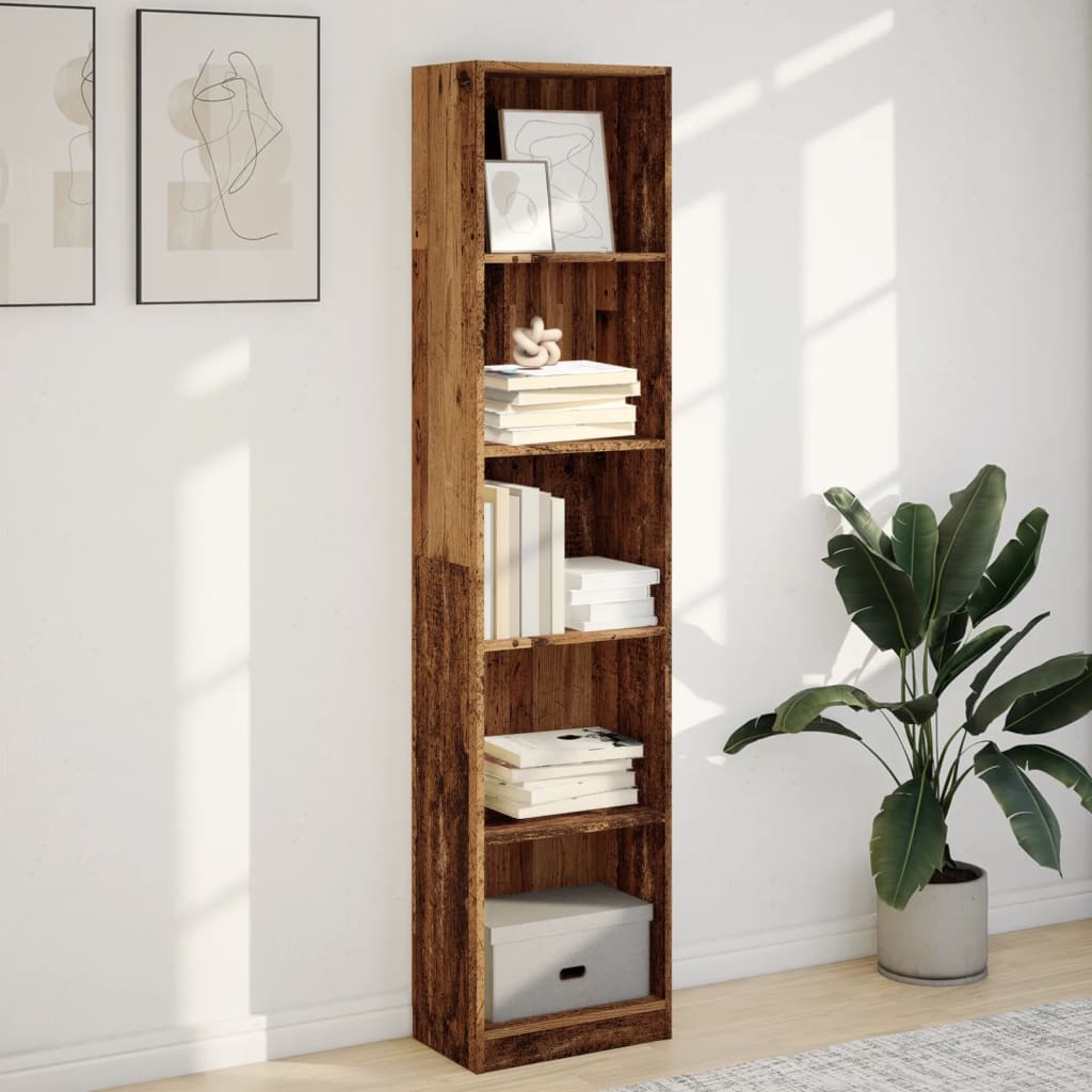 vidaXL Regał, stare drewno, 40x24x176 cm, materiał drewnopochodny