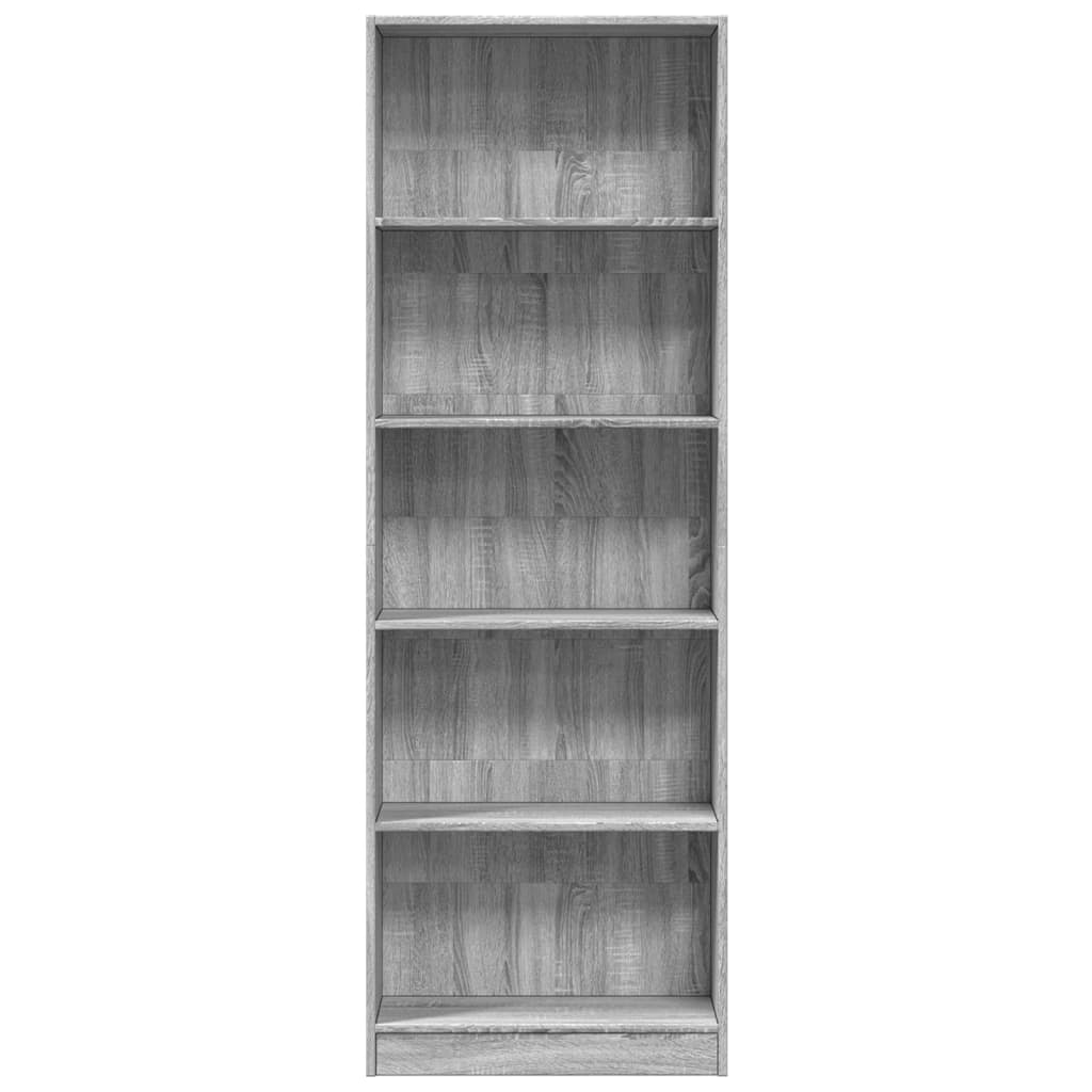 vidaXL Regał, szary dąb sonoma, 60x24x176 cm, materiał drewnopochodny