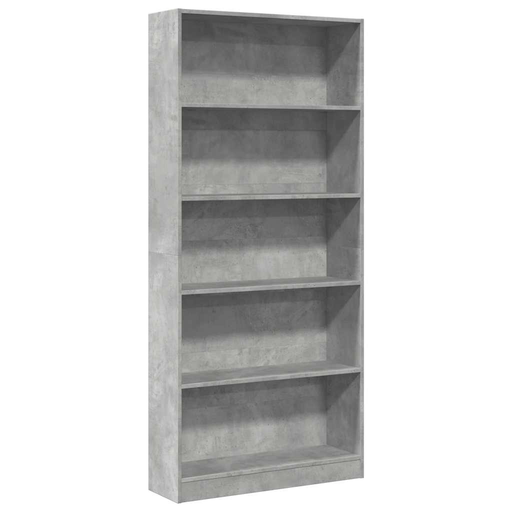 vidaXL Regał, szarość betonu, 80x24x176 cm, materiał drewnopochodny