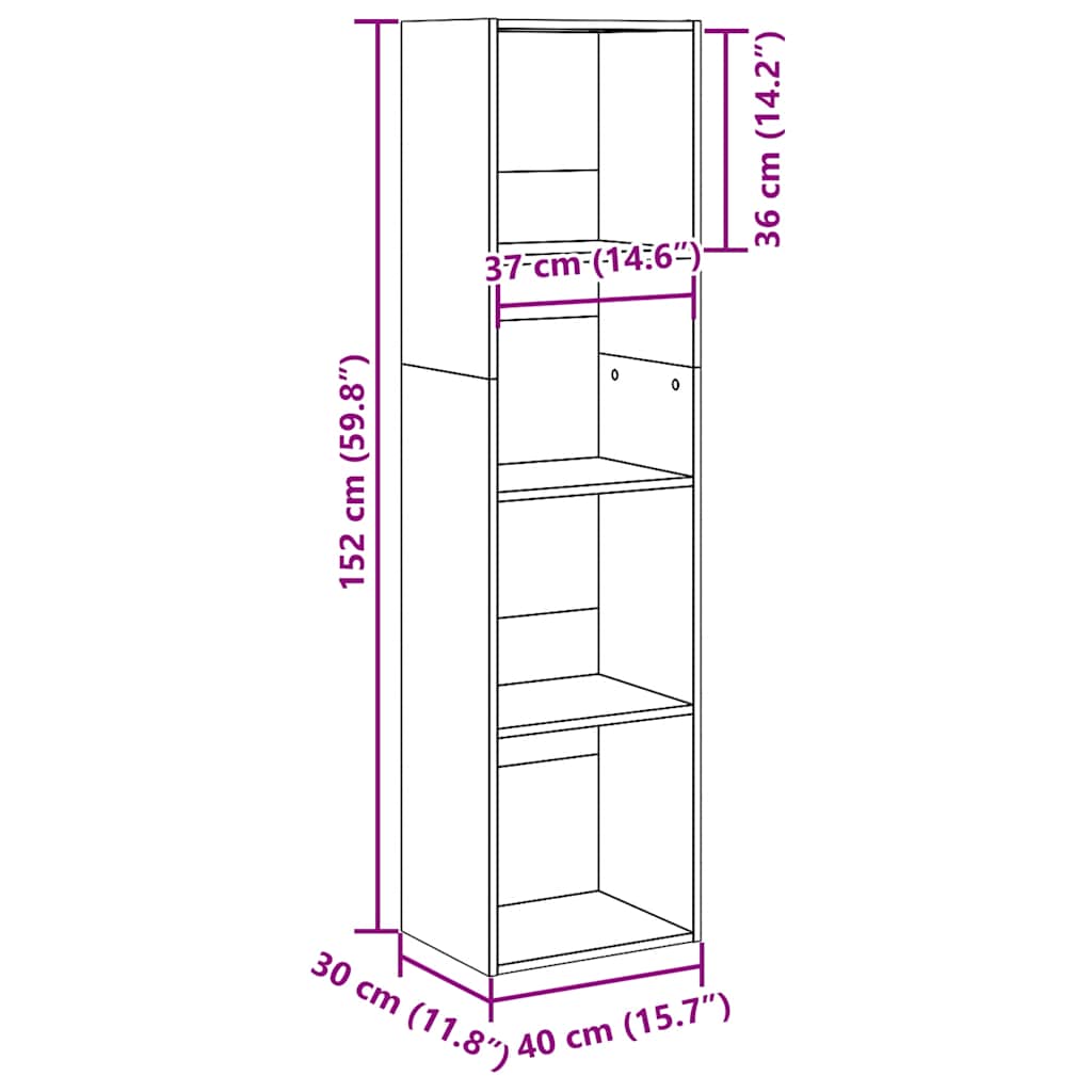 vidaXL Regał na książki, dąb artisian, 40x30x152 cm