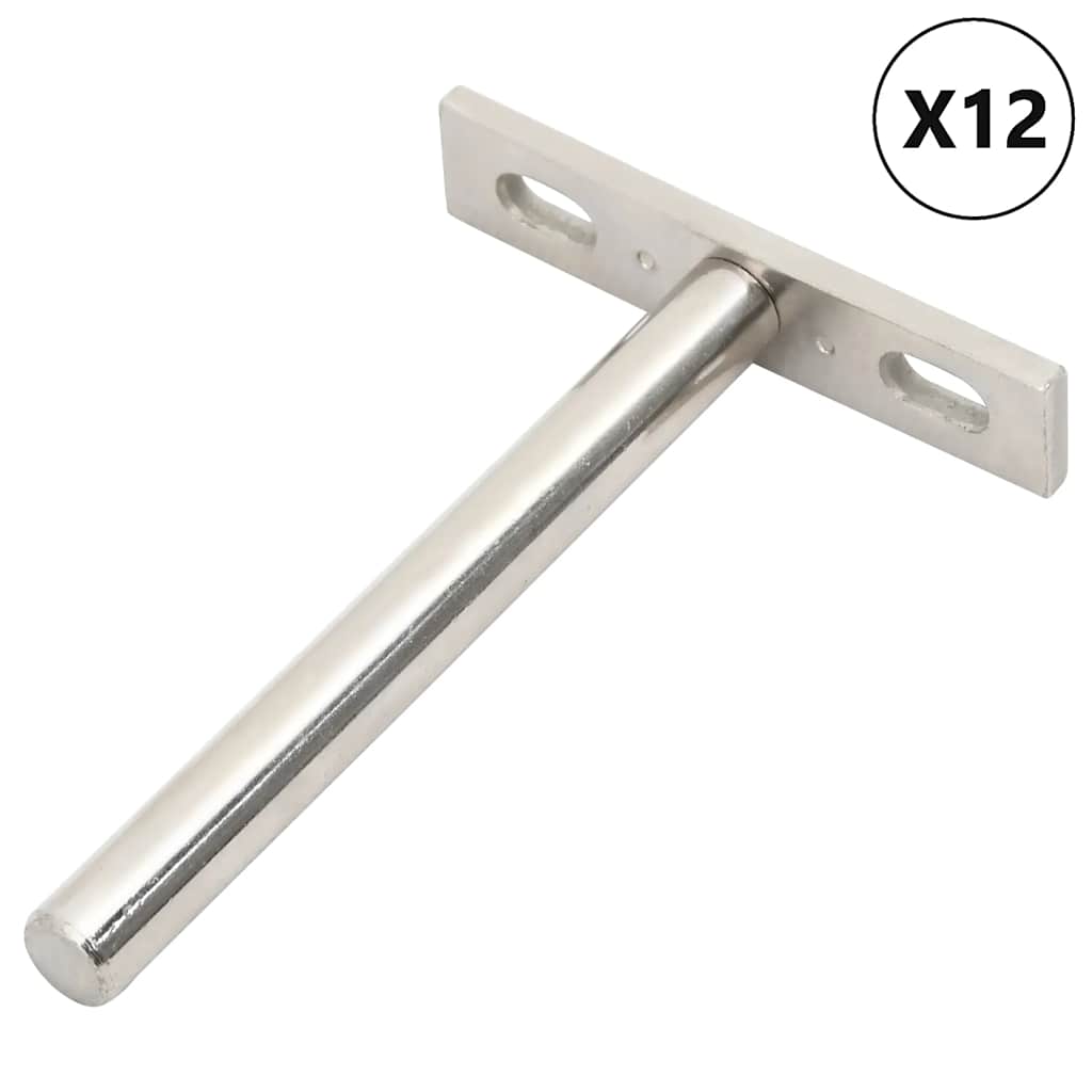 vidaXL Wsporniki półek pływających, 12 szt., Ø10x100 mm, stal węglowa