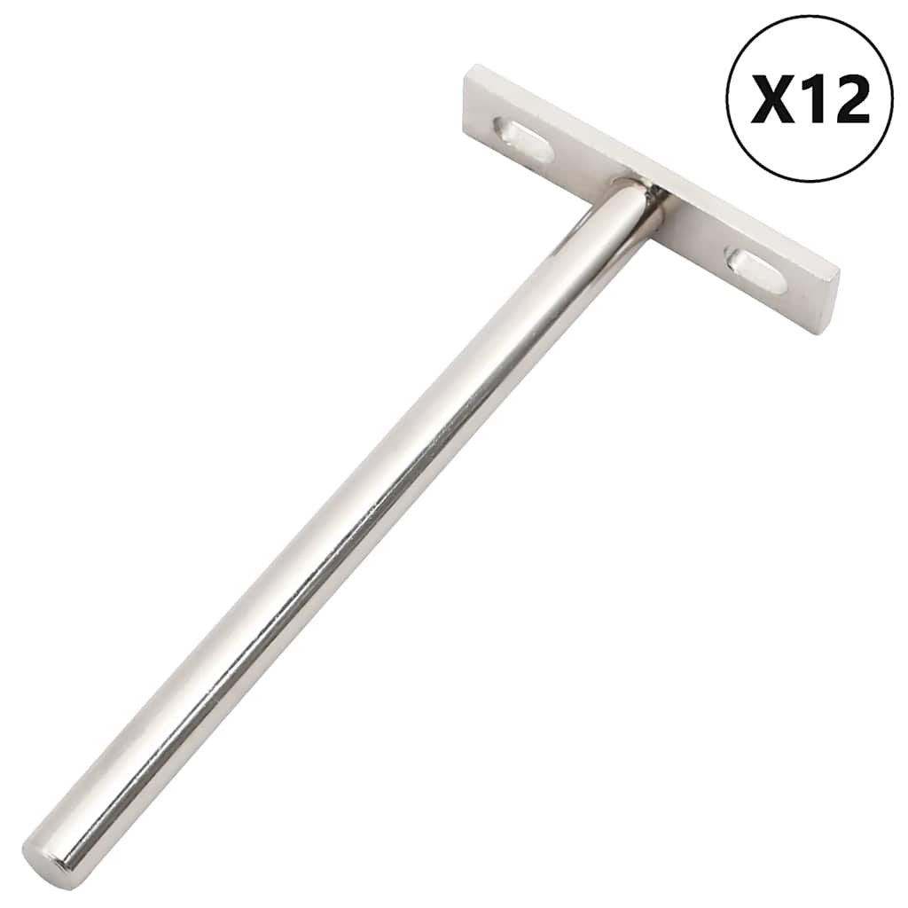 vidaXL Wsporniki półek pływających, 12 szt., Ø10x150 mm, stal węglowa