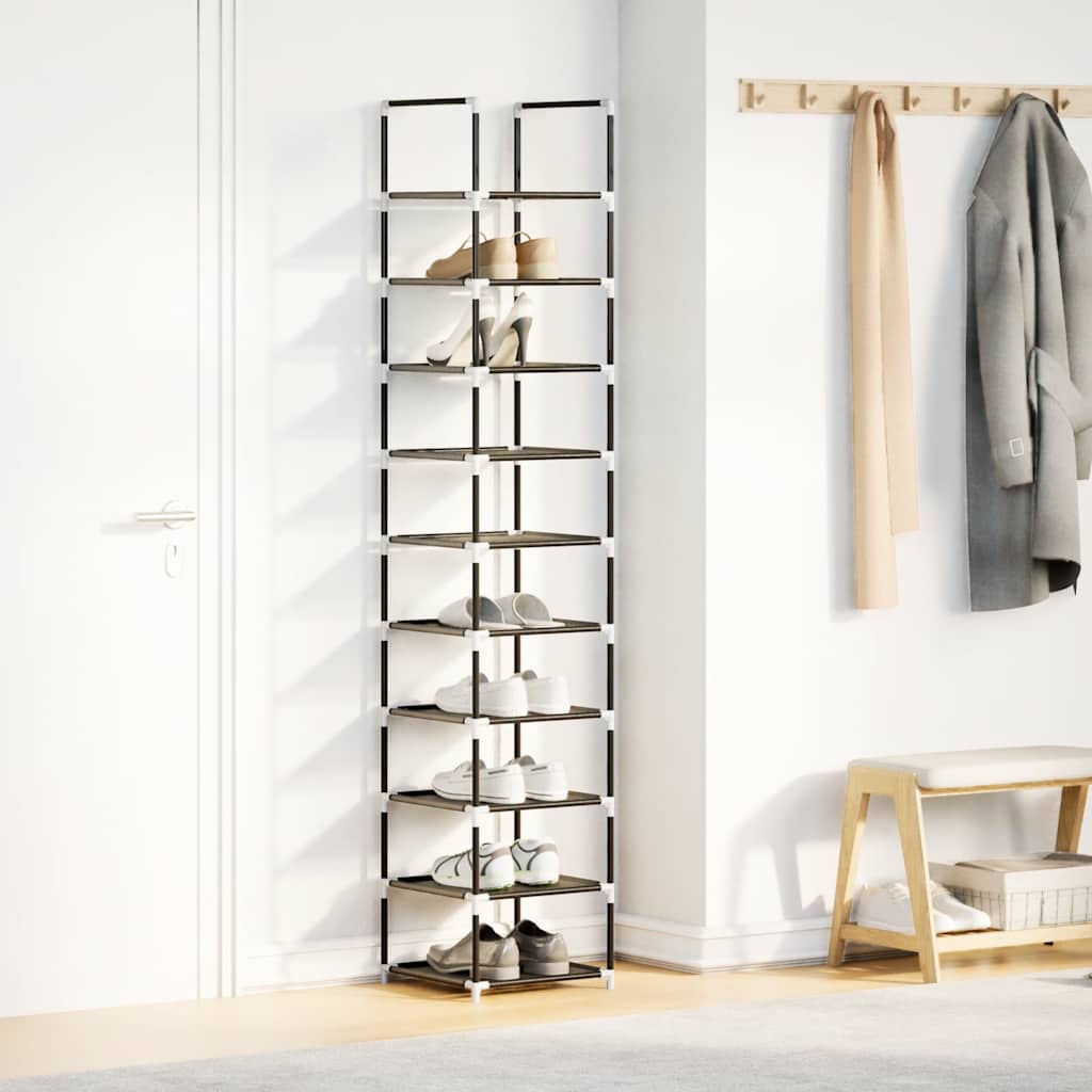 vidaXL Stojak na buty 10-poziomowy czarny 33x33x174 cm