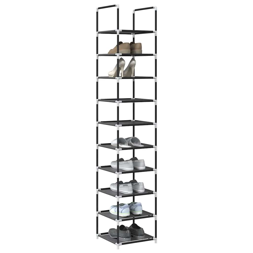 vidaXL Stojak na buty 10-poziomowy czarny 33x33x174 cm