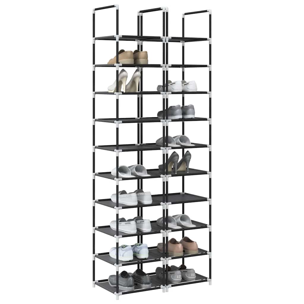 vidaXL Stojaki na buty 2 szt. 10-poziomowe czarne 33x33x174 cm