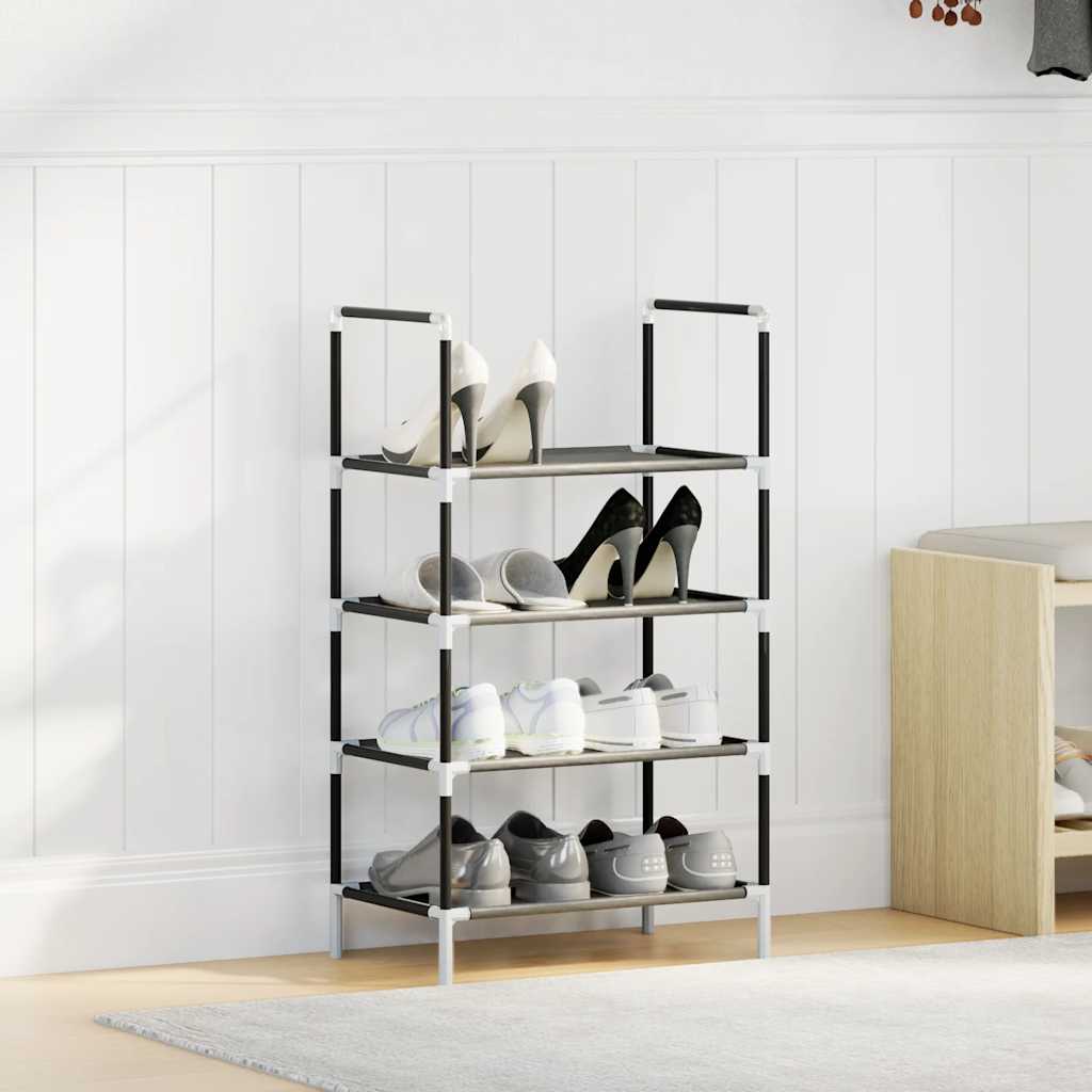 vidaXL Stojak na buty 4-poziomowy czarny 44x28x77cm Tkanina włókninowa
