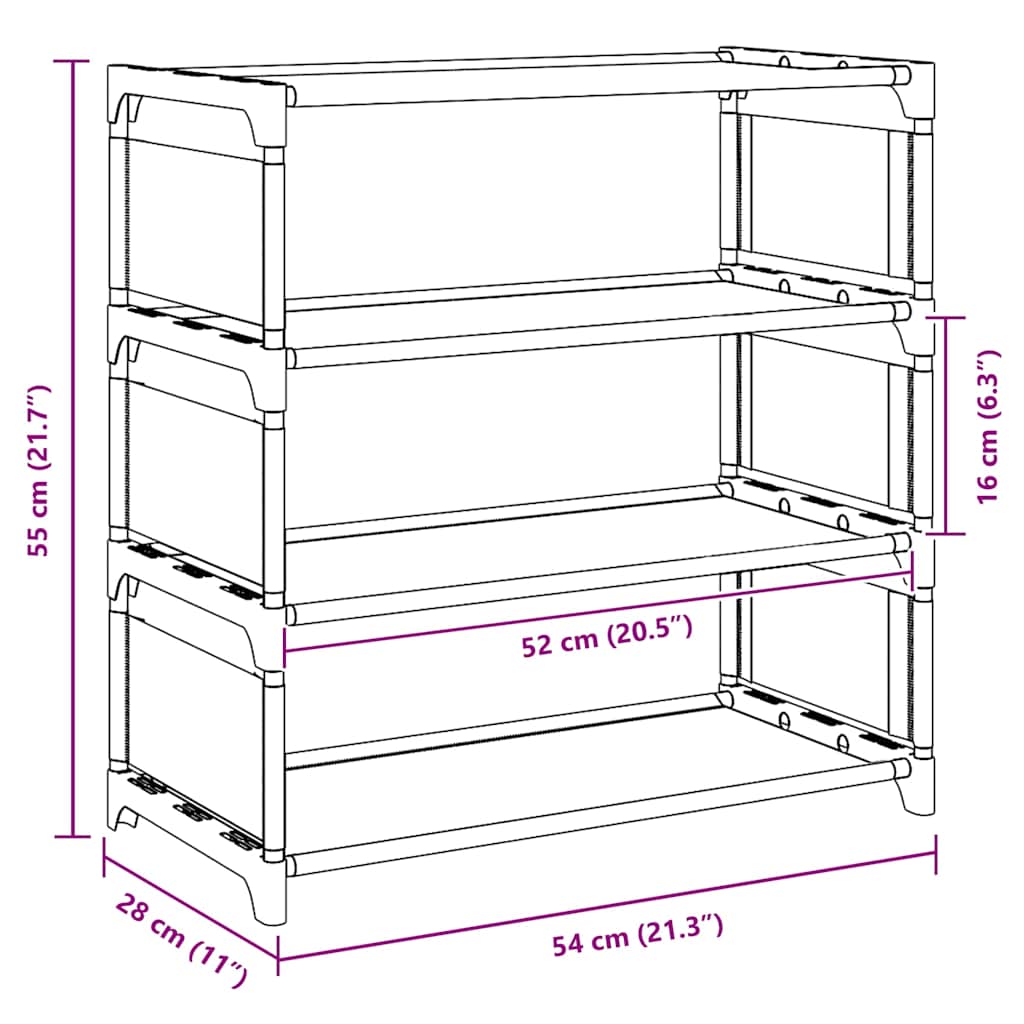 vidaXL Stojak na buty 4-poziomowy Szary 54x28x55 cm Tkanina włókninowa