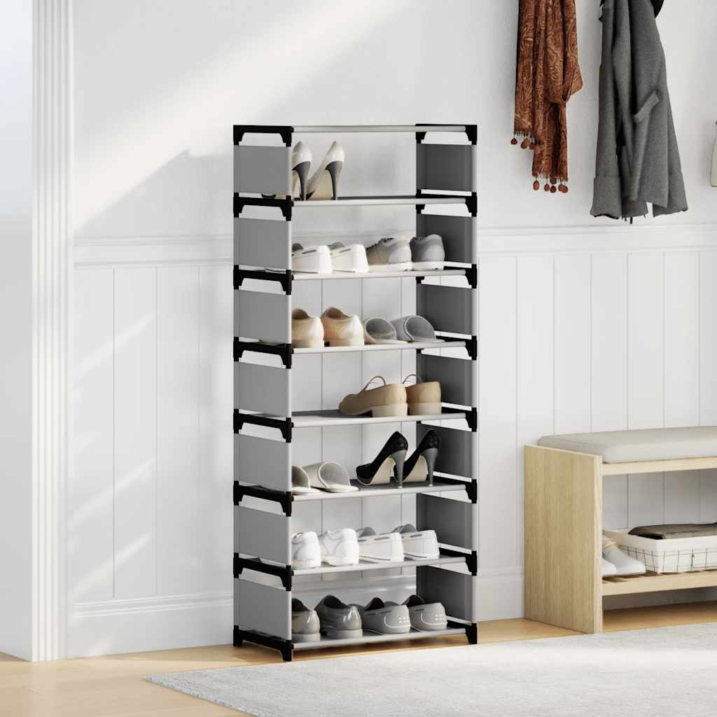 vidaXL Stojak na buty 8-poziomowy Szary 54x28x124cm Tkanina włókninowa