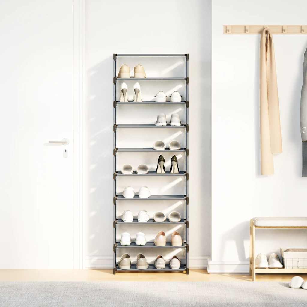 vidaXL Stojak na buty 10-poziomowy Szary 54x28x158 cm