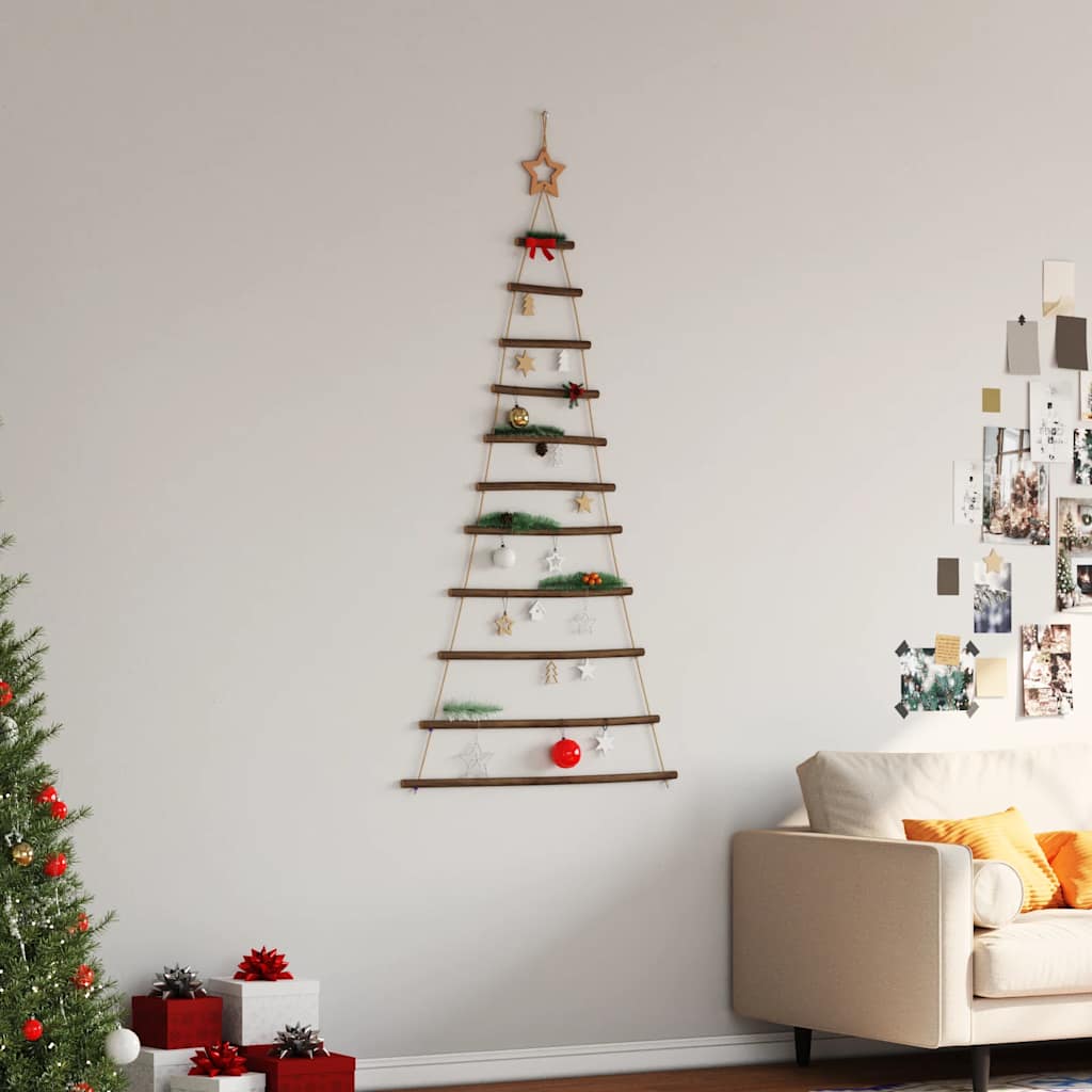 vidaXL Wisząca choinka z gwiazdą na czubku 74x150 cm Naturalna gałąź