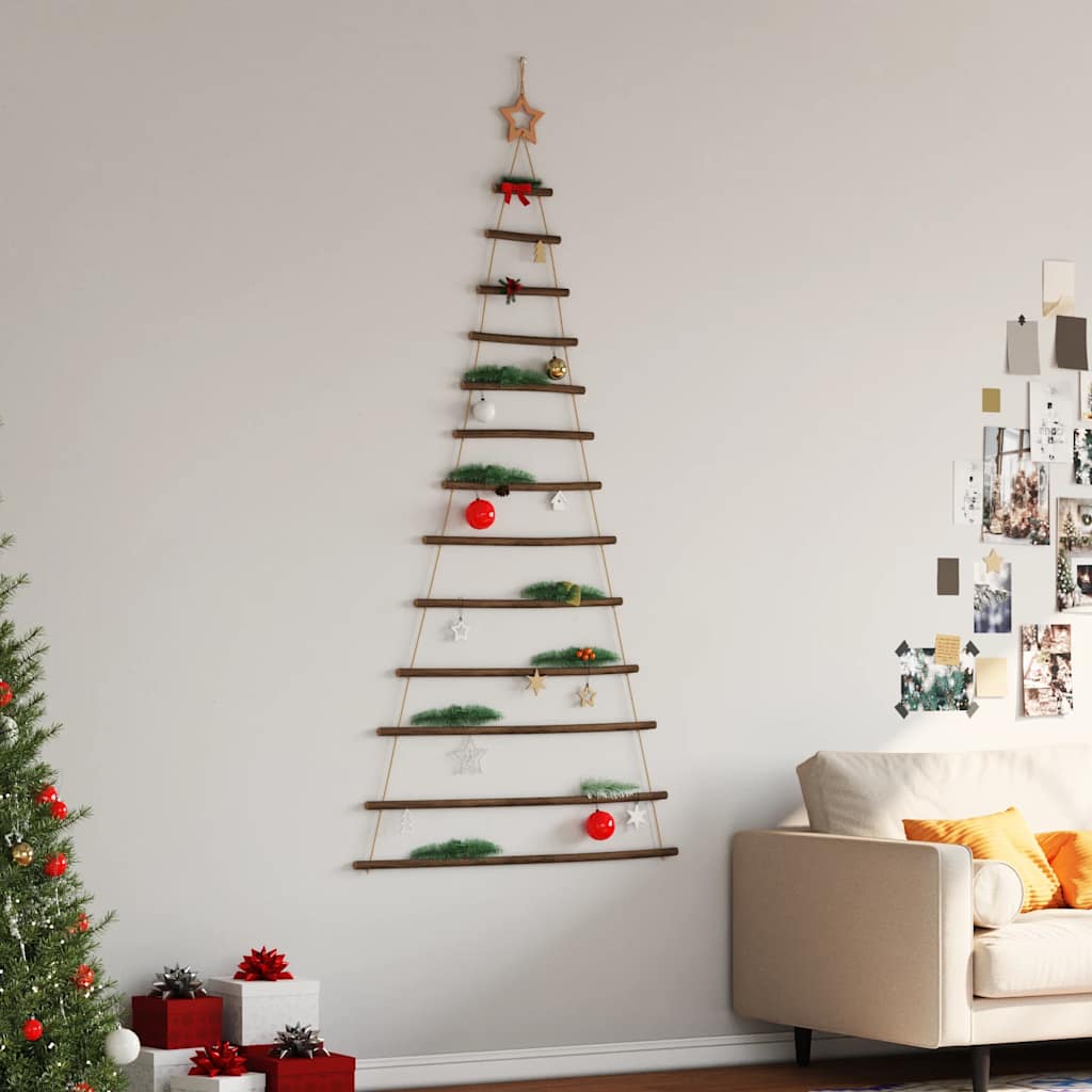 vidaXL Wisząca choinka z gwiazdą na czubku 86x180 cm Naturalna gałąź