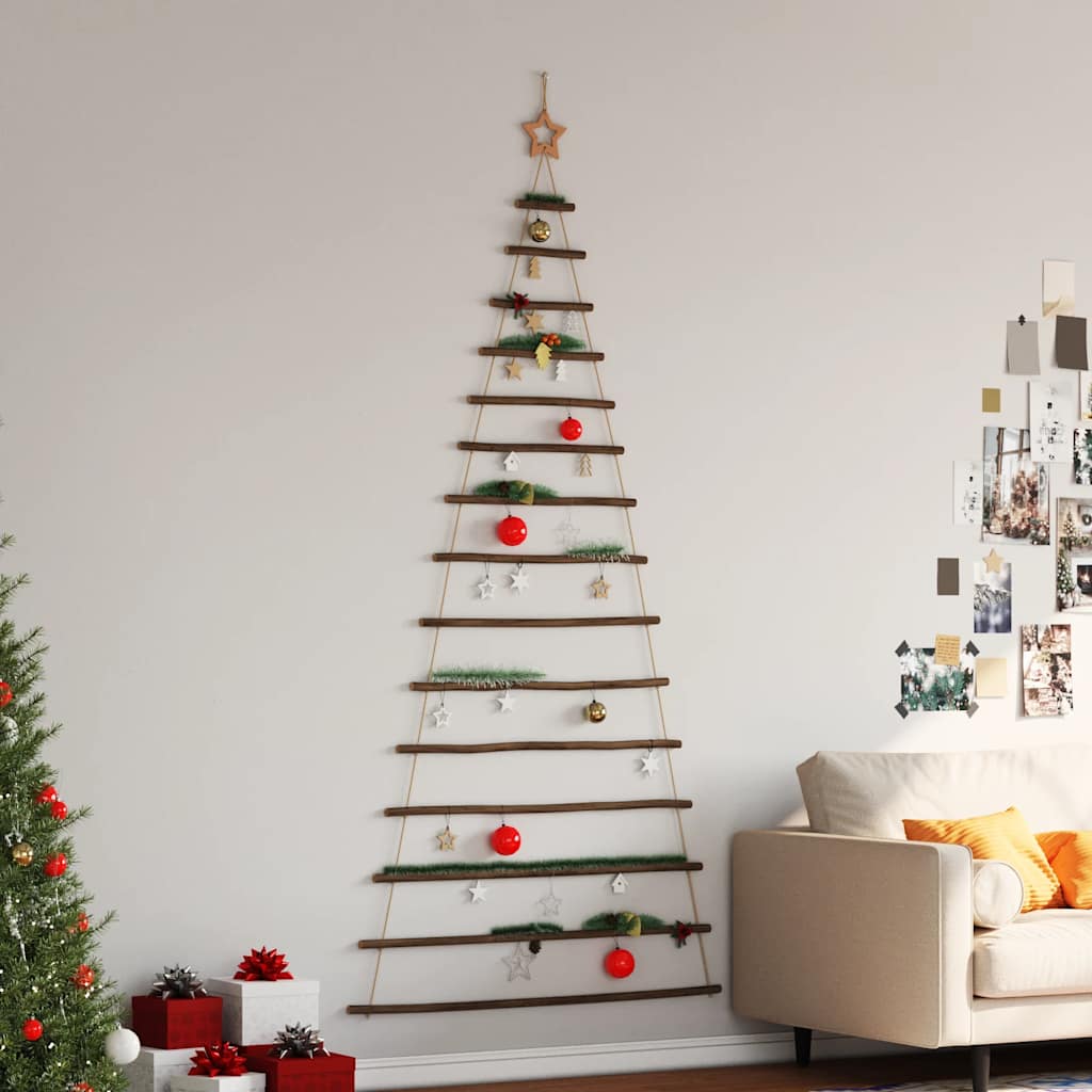 vidaXL Wisząca choinka z gwiazdą na czubku 100x210 cm Naturalna gałąź