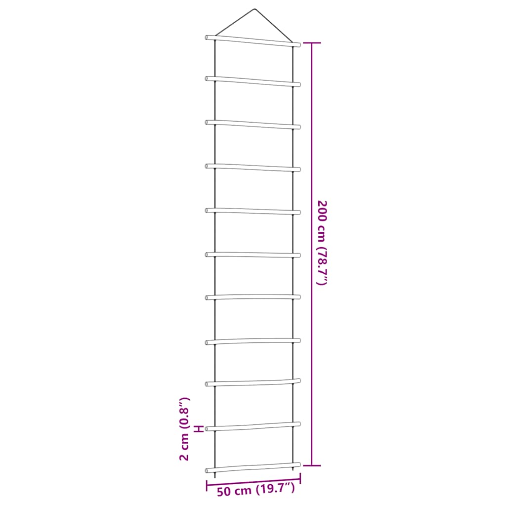 vidaXL Dekoracje ścienne, drabinka, 2 szt., 50x200 cm, naturalna gałąź