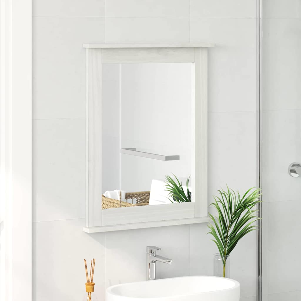 vidaXL Lustro VIGO Antyczna biel 55,5 x 5 x 70 cm Lite drewno sosnowe