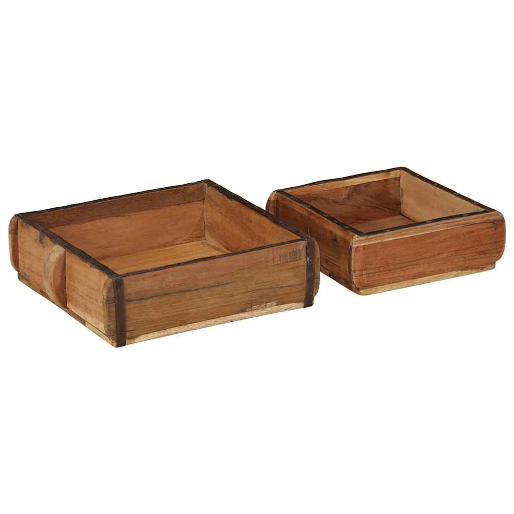 vidaXL Taca 2 pcs Brązowy 29 x 31 x 10 cm Lite Drewno Recyklingowe