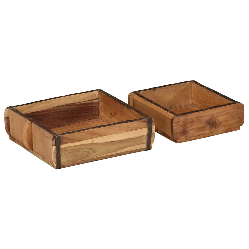 vidaXL Taca 2 pcs Brązowy 29 x 31 x 10 cm Lite Drewno Recyklingowe
