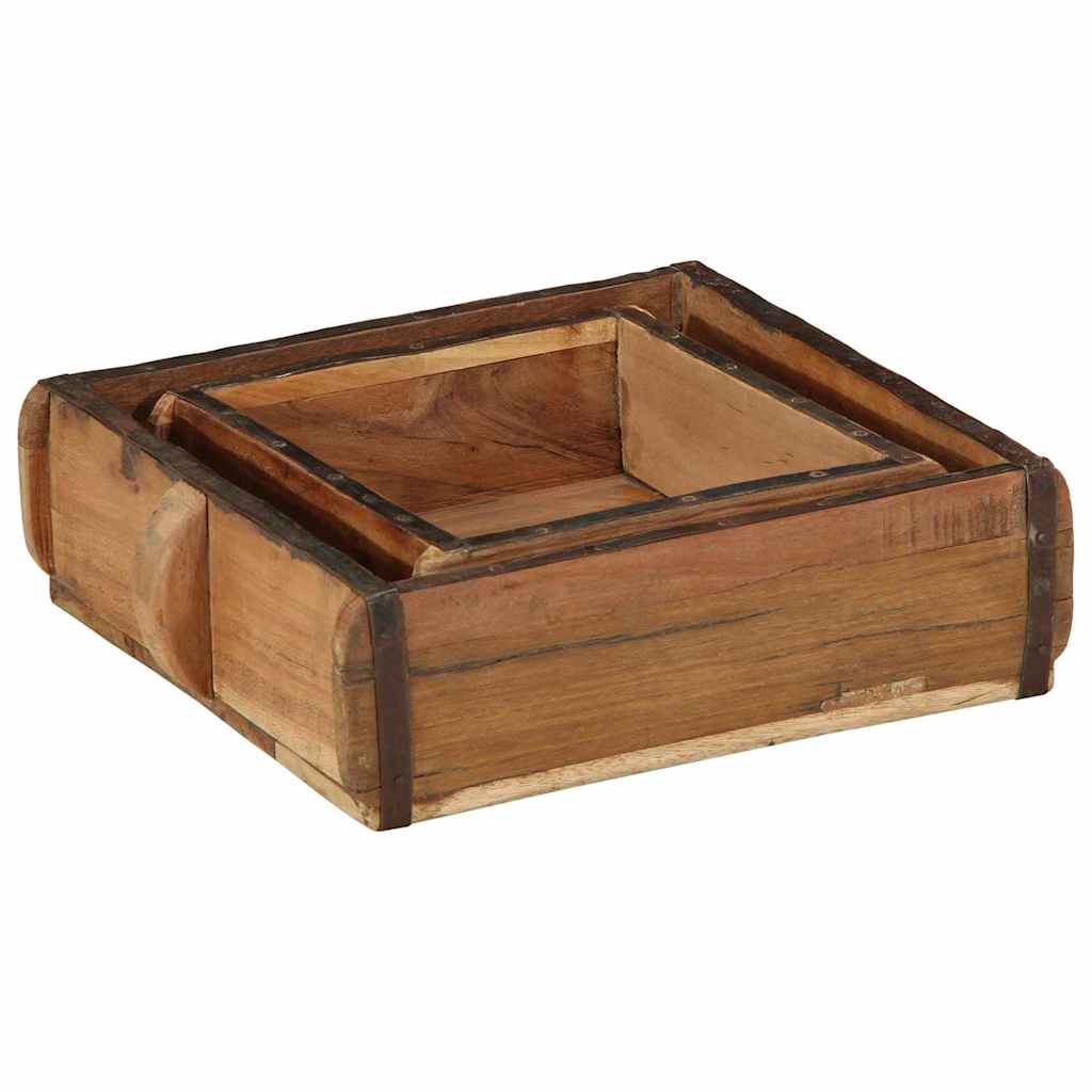 vidaXL Taca 2 pcs Brązowy 29 x 31 x 10 cm Lite Drewno Recyklingowe