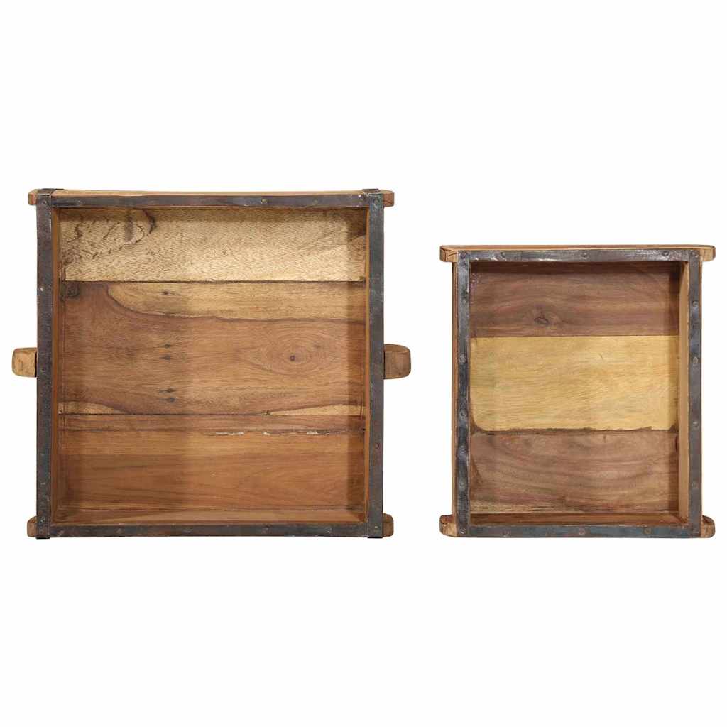vidaXL Taca 2 pcs Brązowy 29 x 31 x 10 cm Lite Drewno Recyklingowe