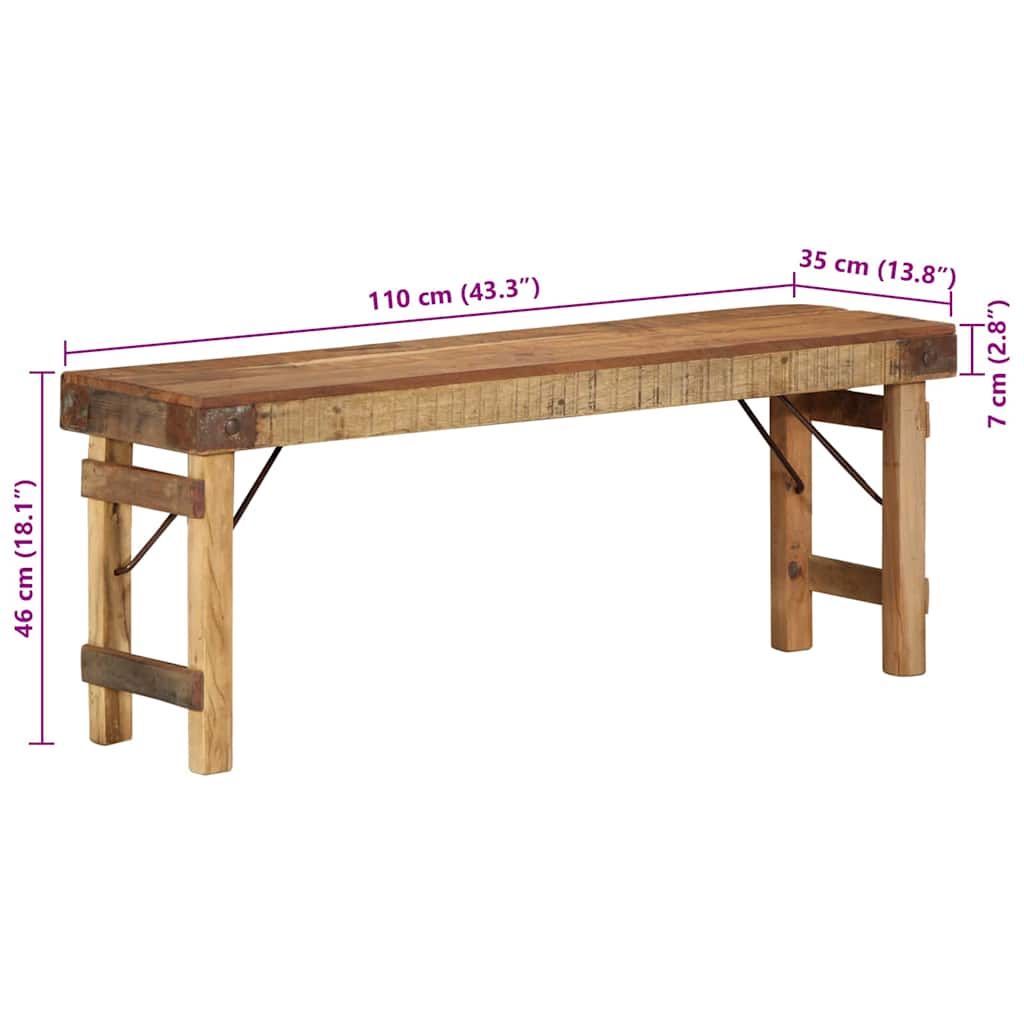 vidaXL ławka Naturalny 110 x 35 x 46 cm Stare Drewno z Recyklingu