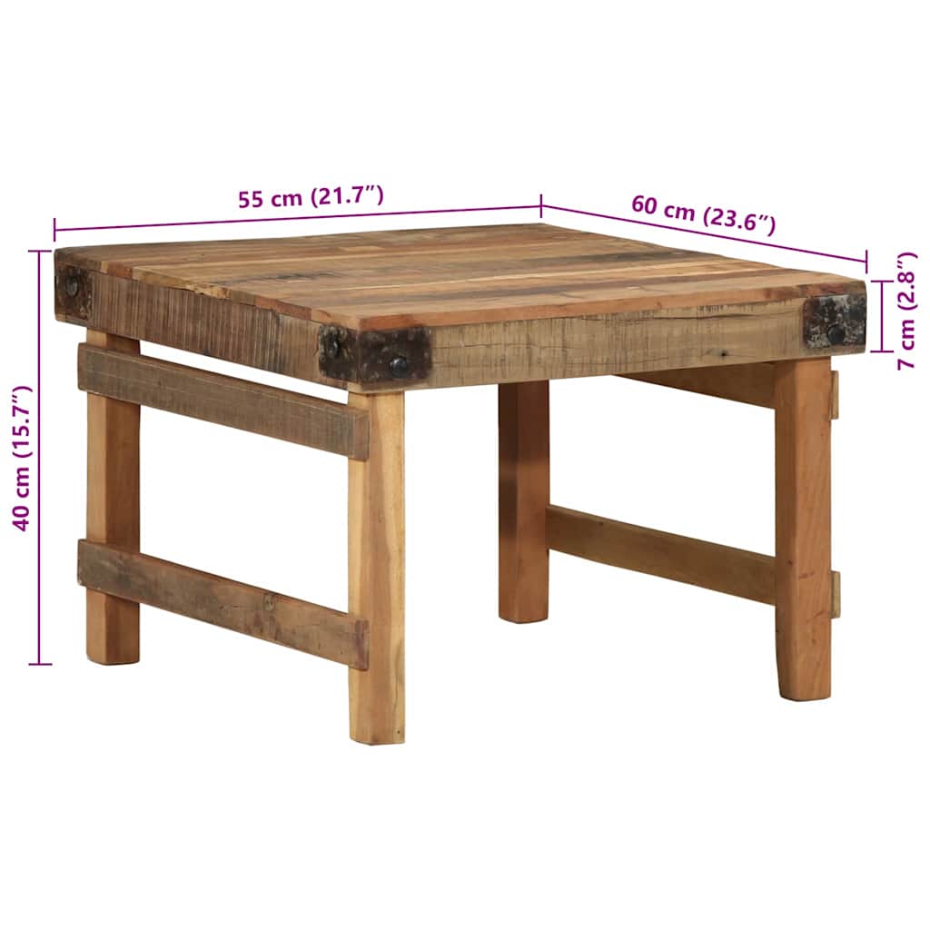 vidaXL Stolik kawowy Brązowy 60 x 55 x 40 cm Lite Drewno Recyklingowe