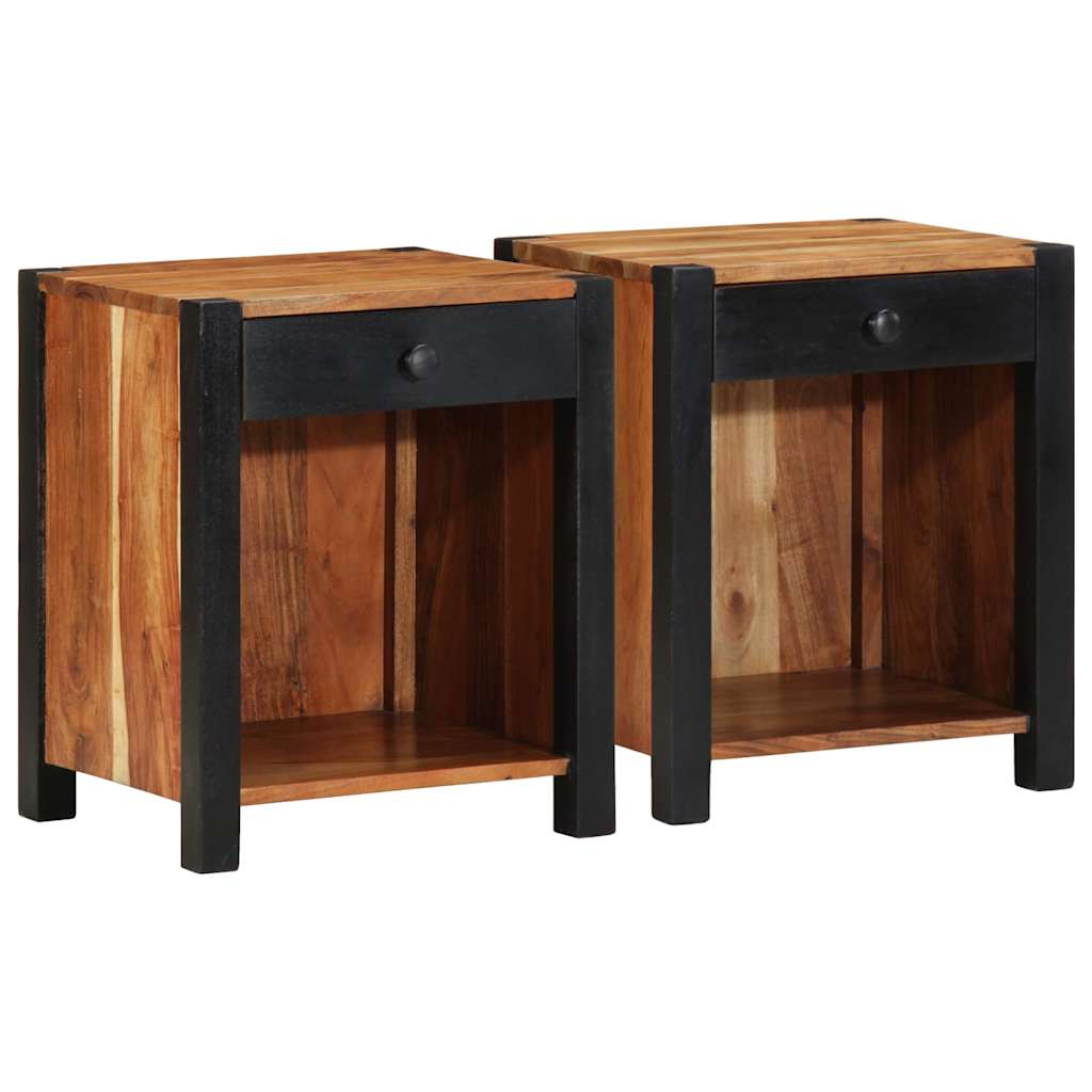 vidaXL Szafka Nocna 2 pcs Brązowy 40 x 35 x 50 cm Lite Drewno Akacji