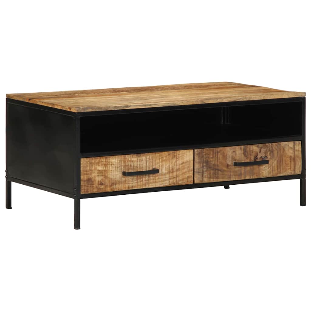 vidaXL Stolik kawowy Brązowy 90 x 50 x 40 cm Lite drewno mango i metal