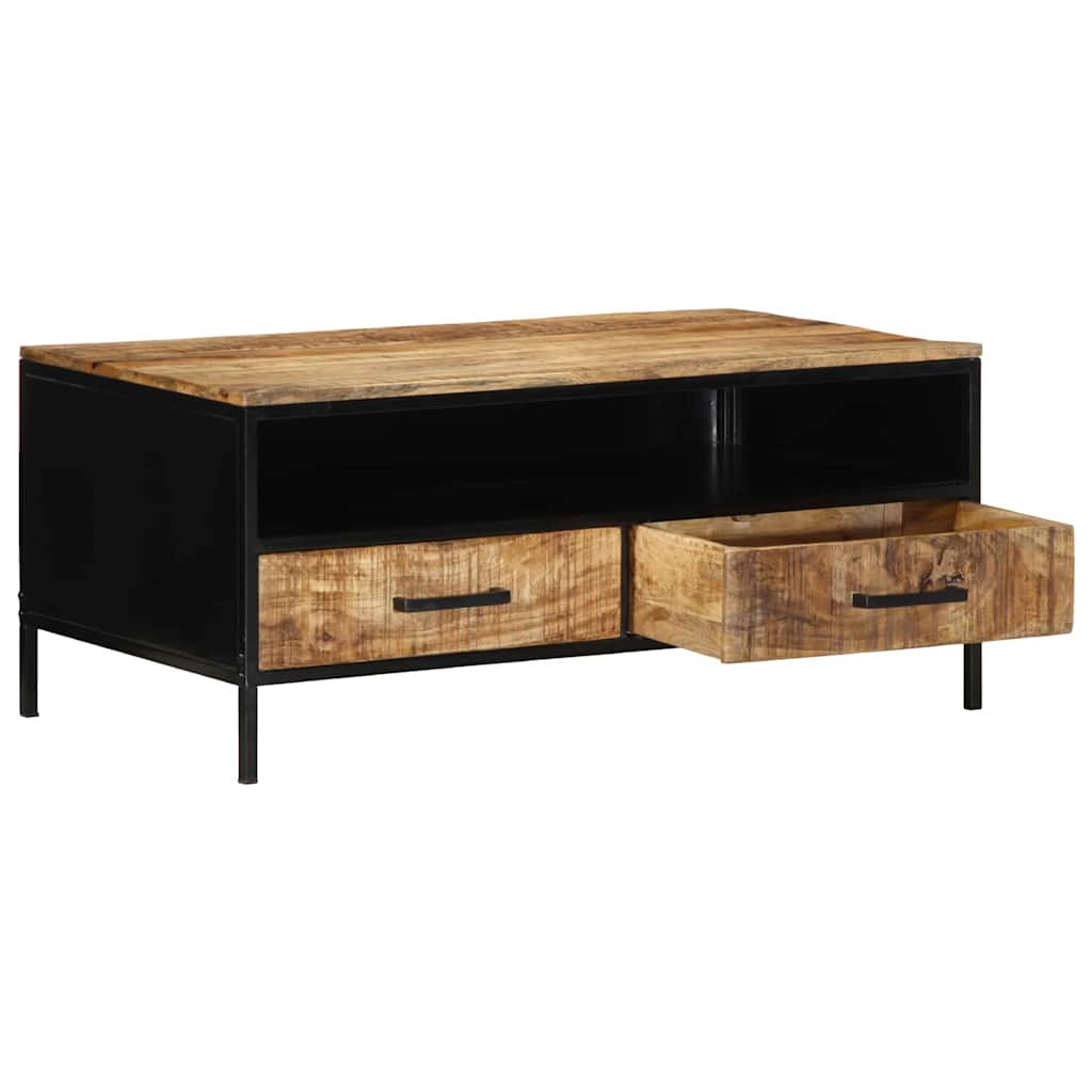 vidaXL Stolik kawowy Brązowy 90 x 50 x 40 cm Lite drewno mango i metal