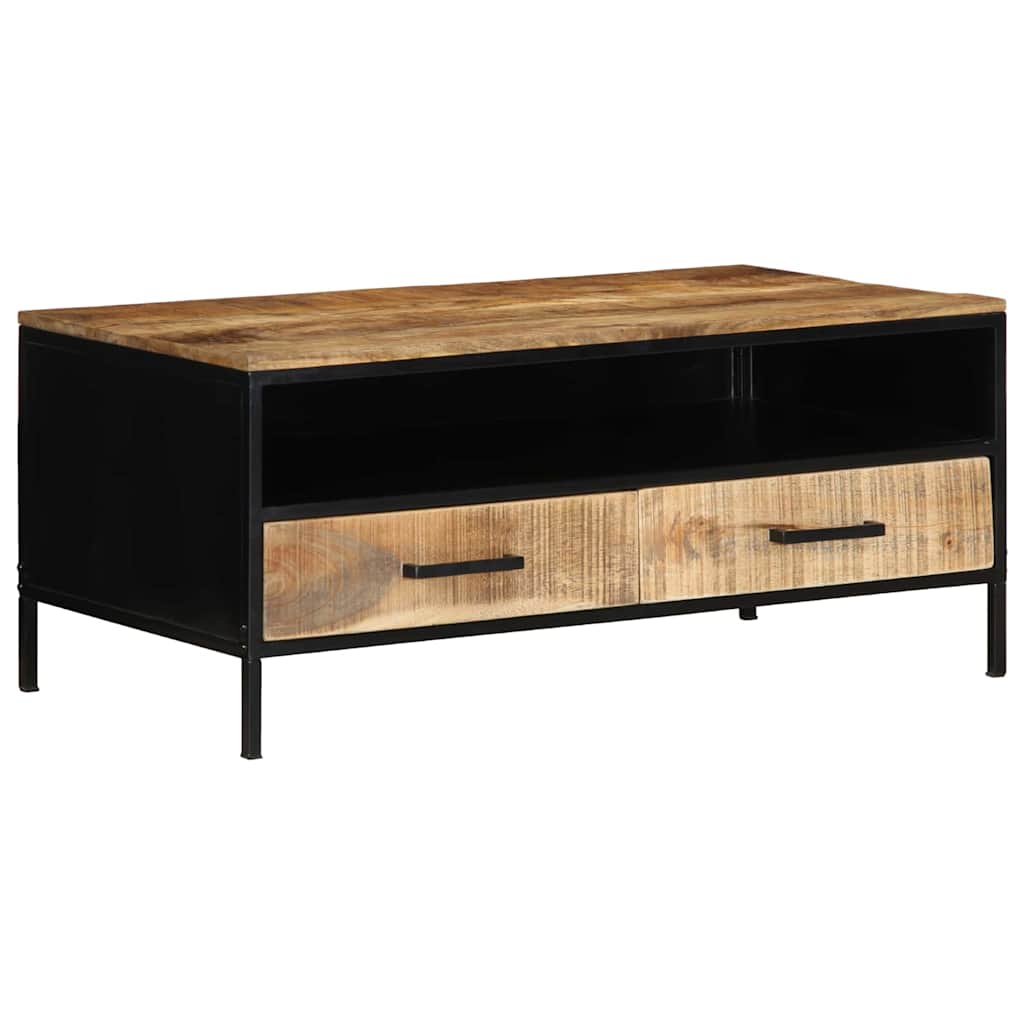 vidaXL Stolik kawowy Brązowy 90 x 50 x 40 cm Lite drewno mango i metal