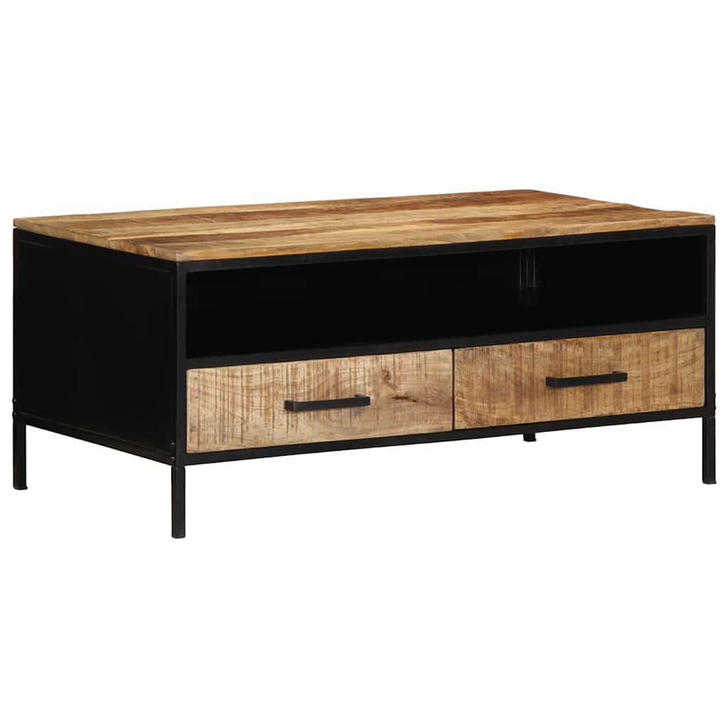 vidaXL Stolik kawowy Brązowy 90 x 50 x 40 cm Lite drewno mango i metal