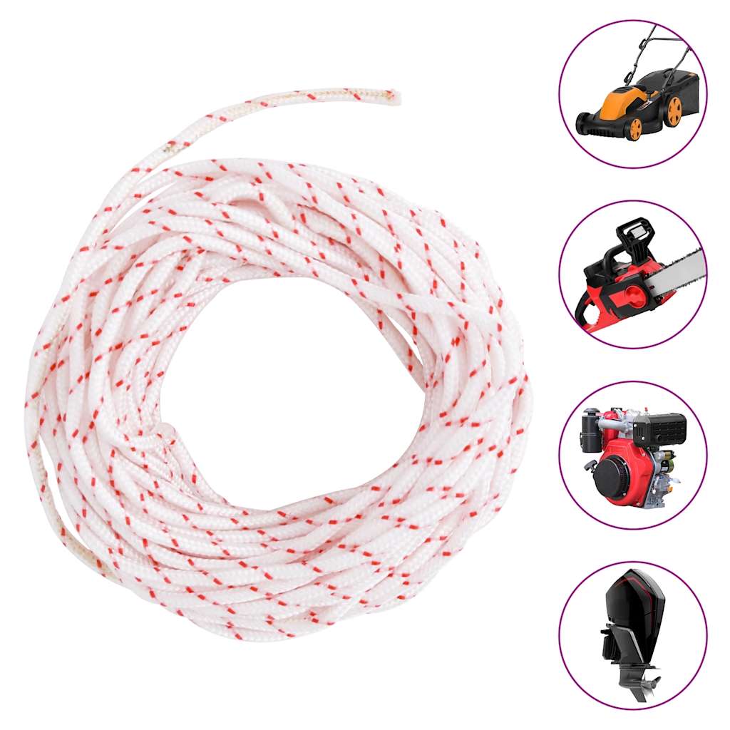 vidaXL Linka rozrusznika, biało-czerwona, Ø3 mm 10 m, nylon