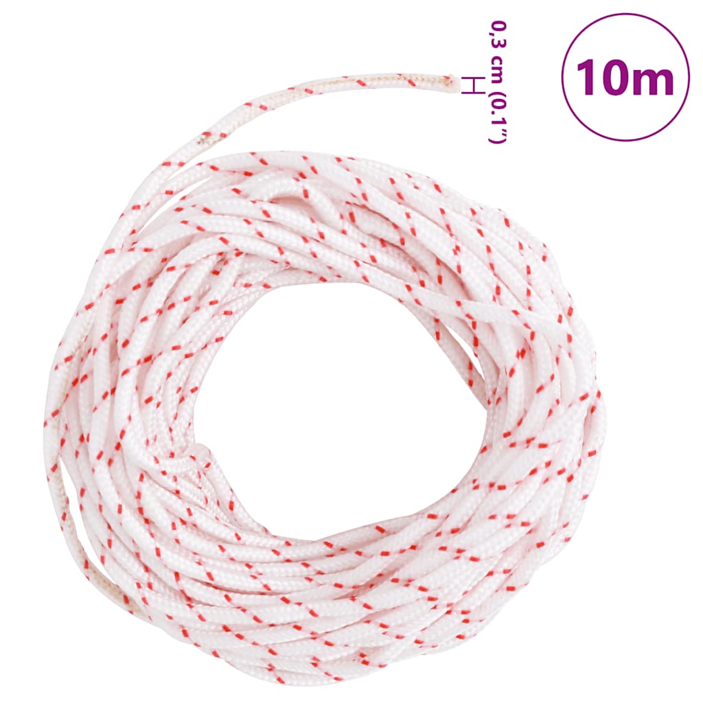 vidaXL Linka rozrusznika, biało-czerwona, Ø3 mm 10 m, nylon