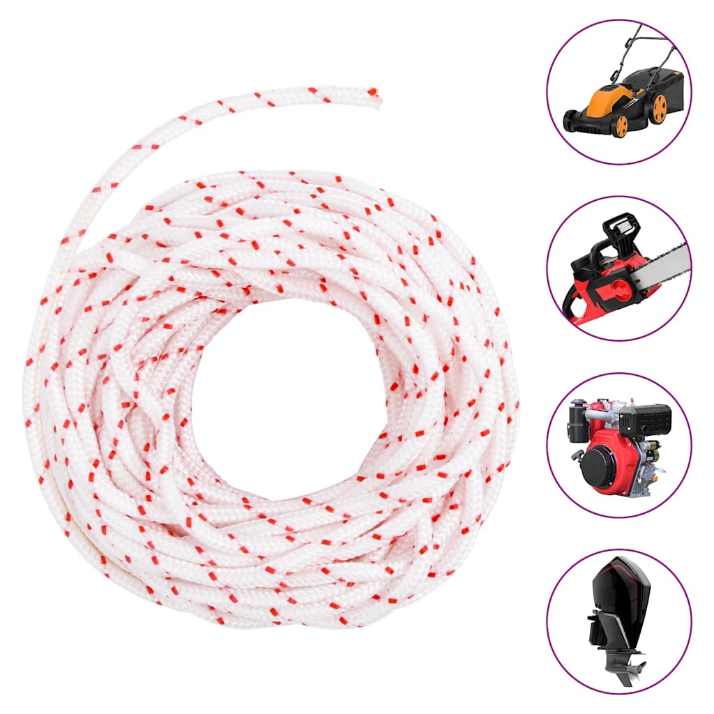 vidaXL Linka rozrusznika, biało-czerwona, Ø4 mm 10 m, nylon