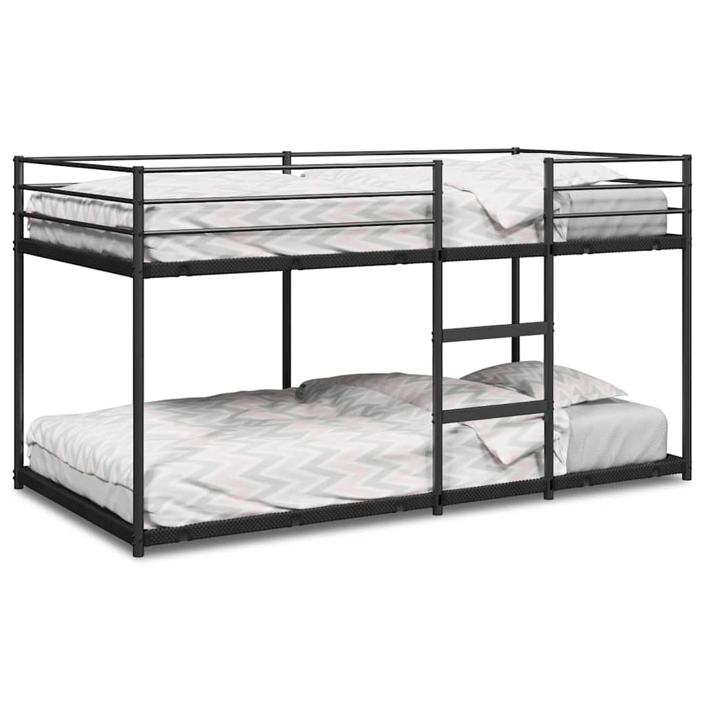 vidaXL Łóżko piętrowe bez materaca, czarne, 75x190 cm, stal