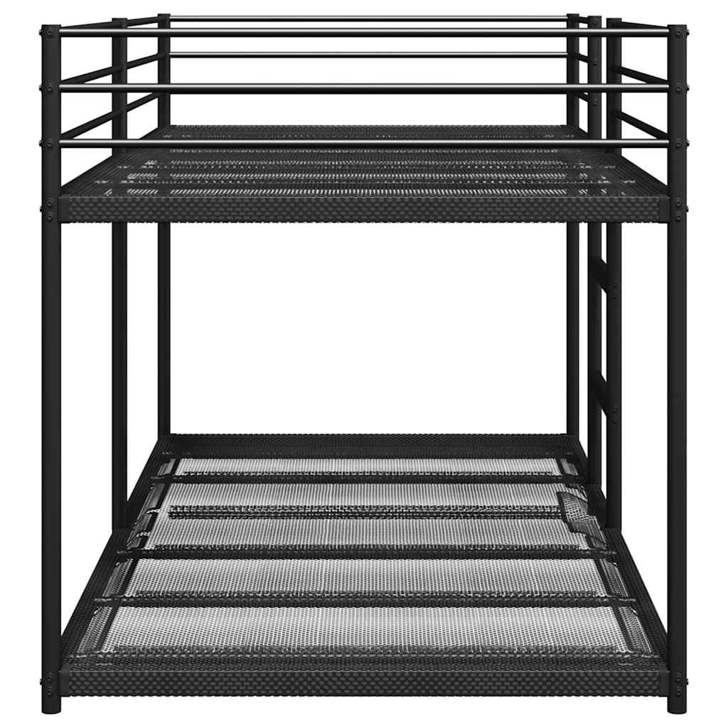 vidaXL Łóżko piętrowe bez materaca, czarne, 75x190 cm, stal