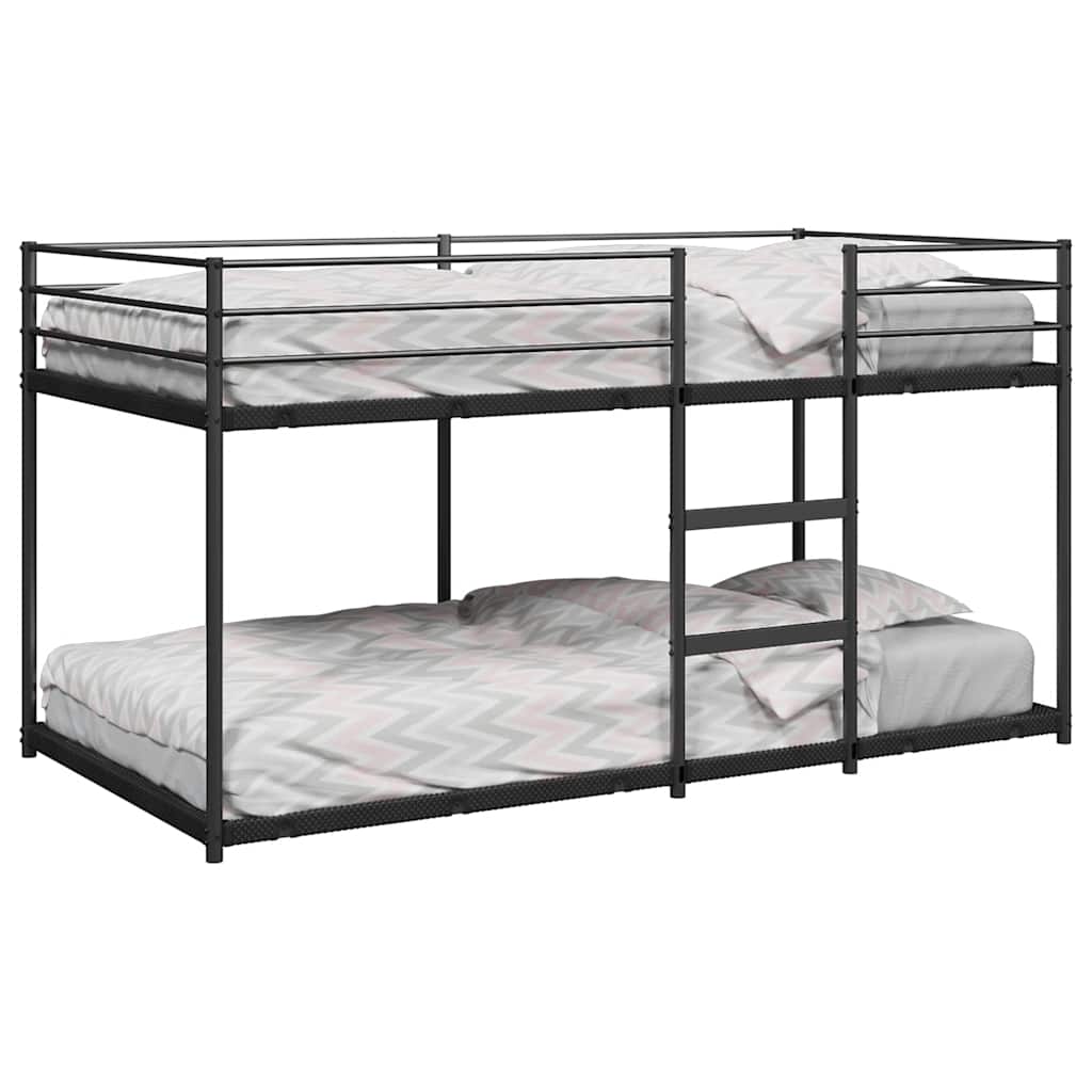 vidaXL Łóżko piętrowe bez materaca, czarne, 75x190 cm, stal