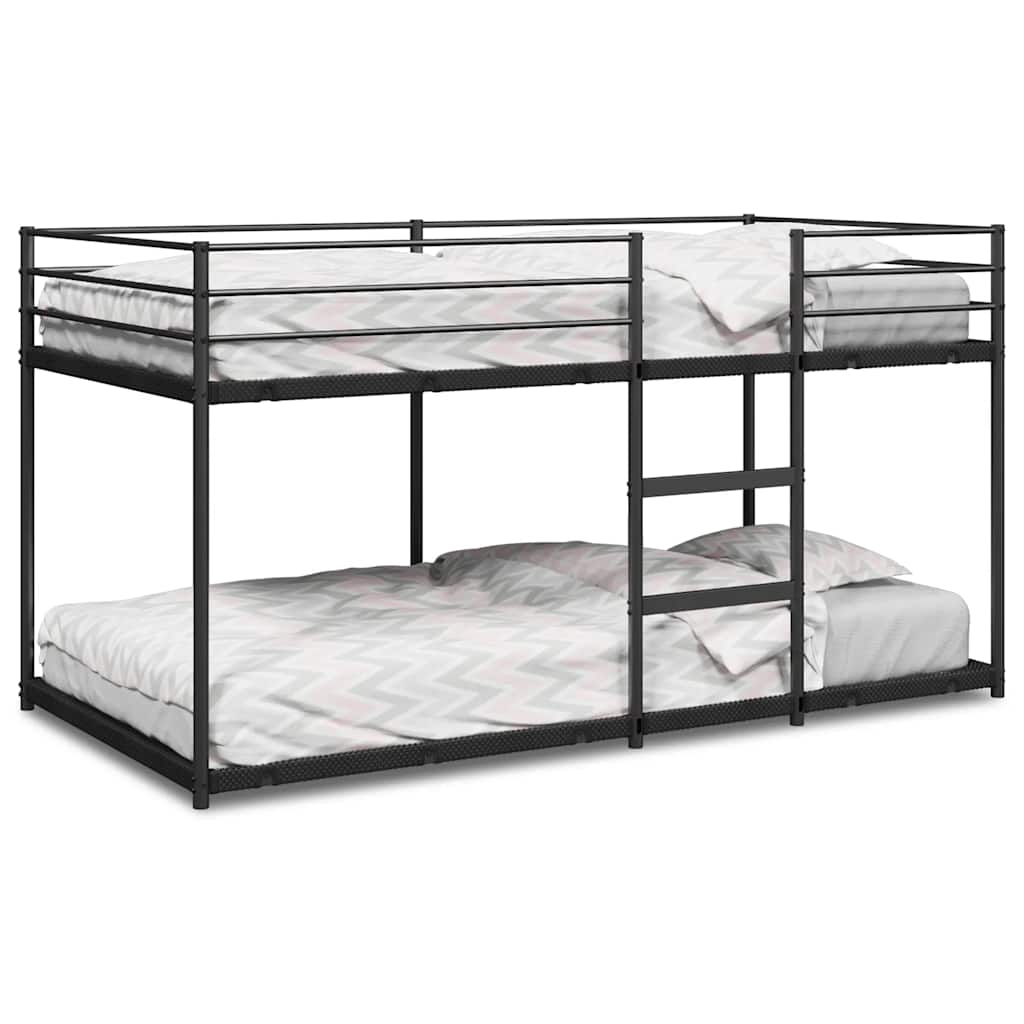 vidaXL Łóżko piętrowe bez materaca, czarne, 80x200 cm, stal