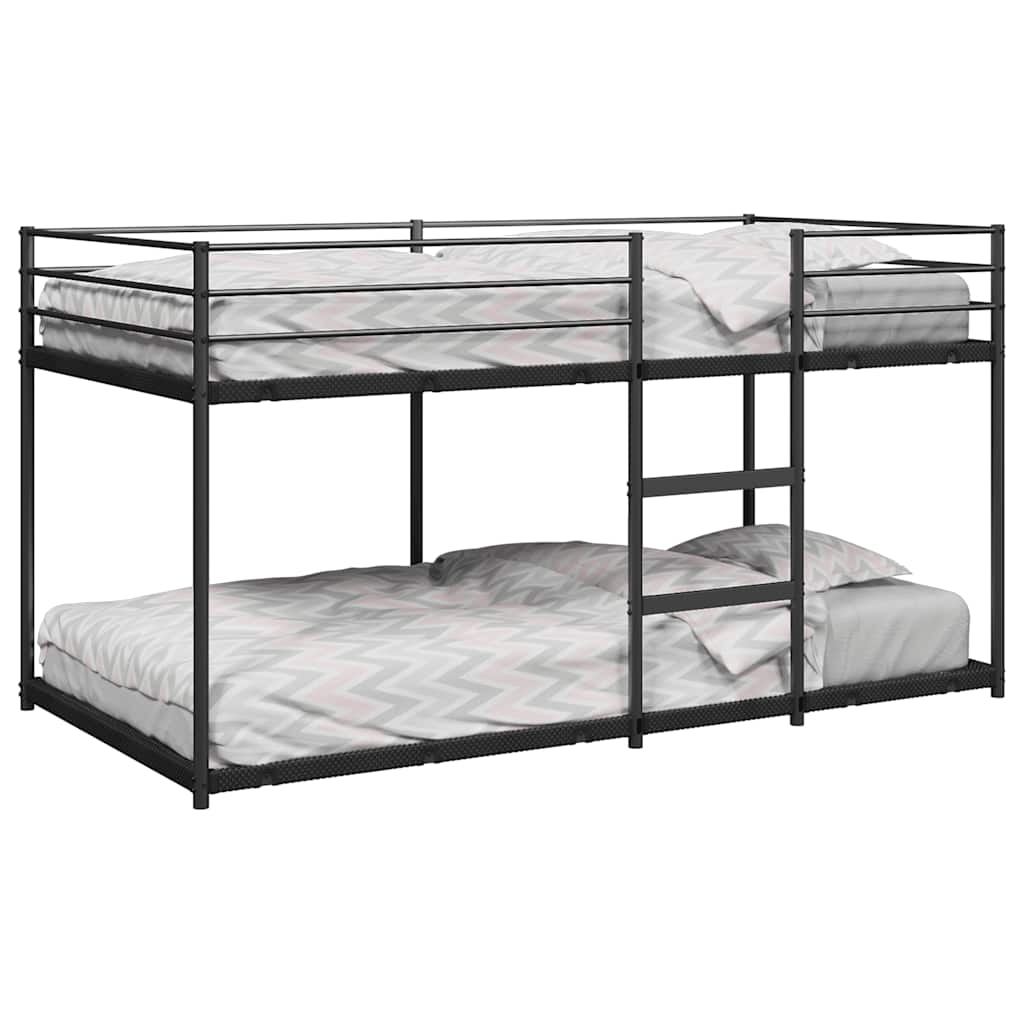 vidaXL Łóżko piętrowe bez materaca, czarne, 90x200 cm, stal