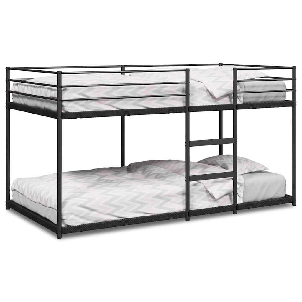 vidaXL Łóżko piętrowe bez materaca, czarne, 107x203 cm, stal