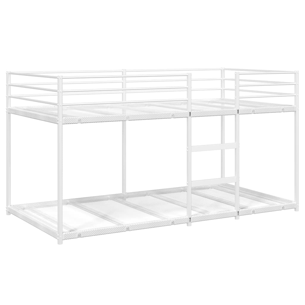 vidaXL Łóżko piętrowe bez materaca, białe, 100x190 cm, stal