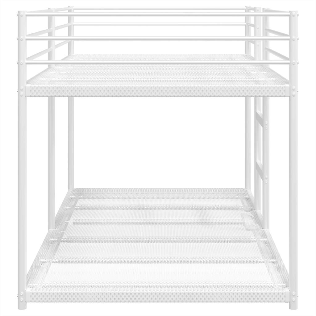 vidaXL Łóżko piętrowe bez materaca, białe, 100x190 cm, stal
