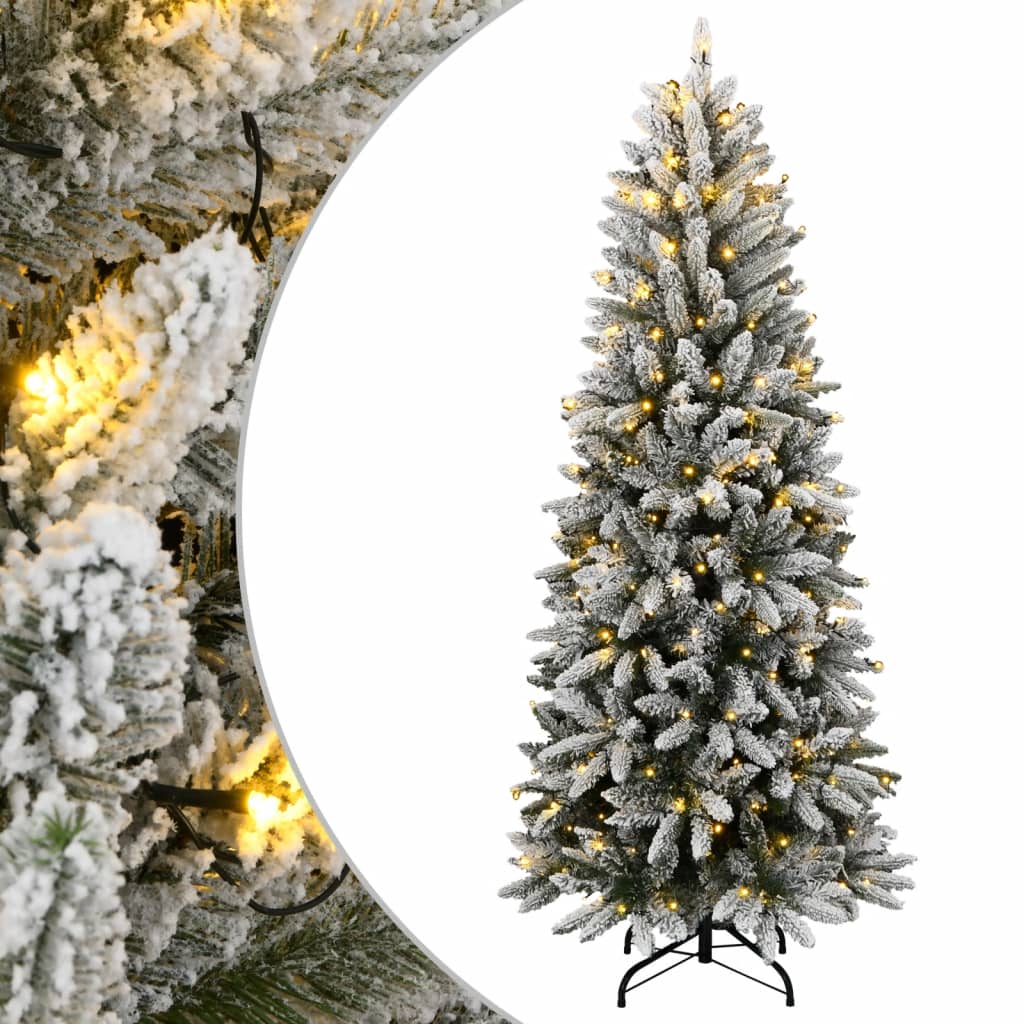 vidaXL Sztuczna choinka z 300 lampkami LED, ośnieżona, 180 cm