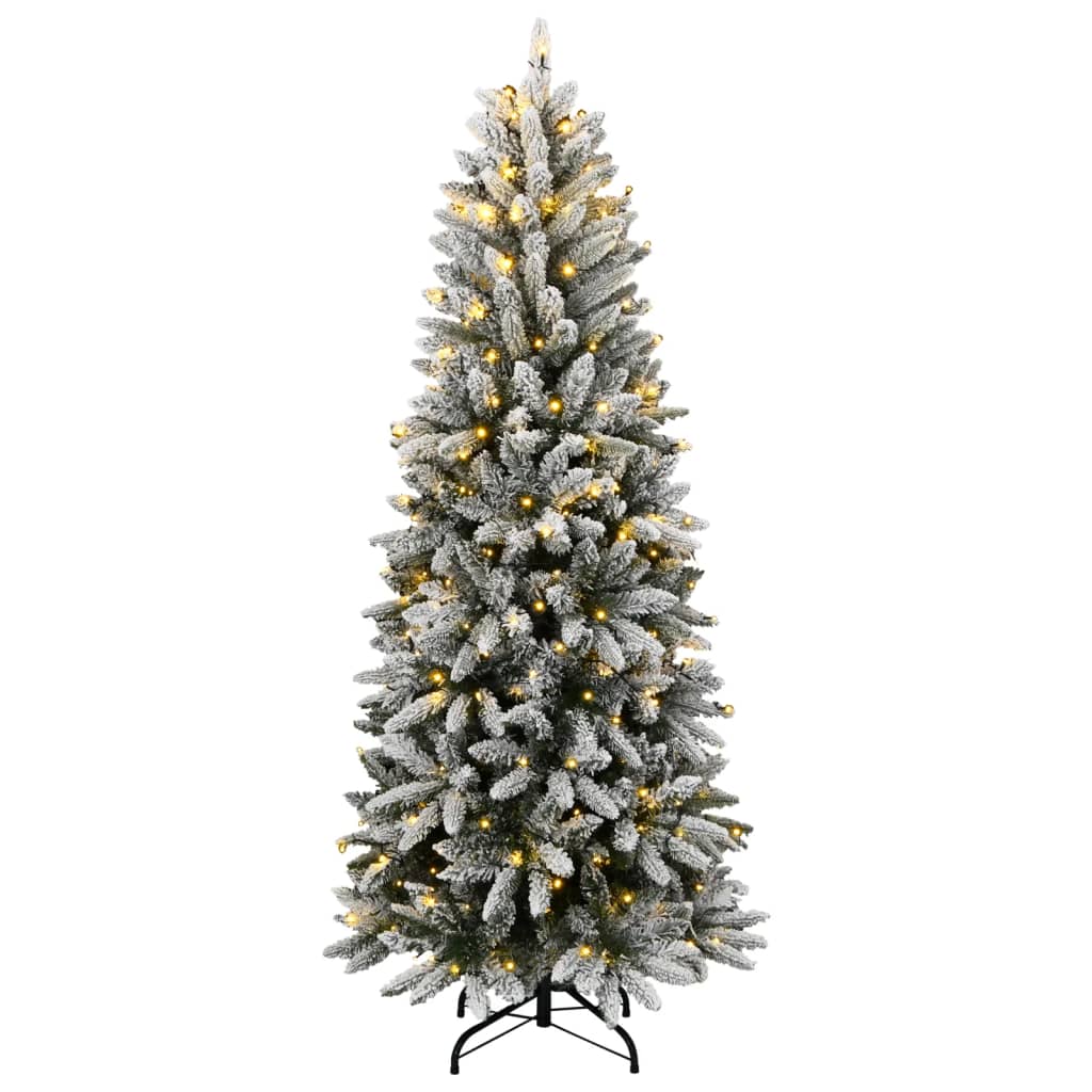 vidaXL Sztuczna choinka z 300 lampkami LED, ośnieżona, 180 cm