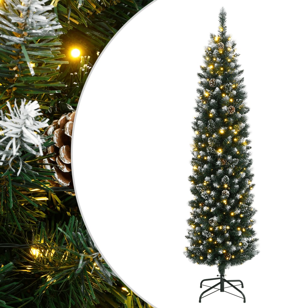 vidaXL Sztuczna, smukła choinka, 150 lampek LED, 150 cm