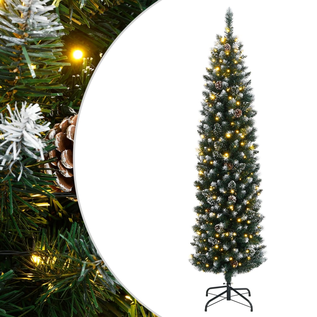 vidaXL Sztuczna, smukła choinka, 300 lampek LED, 180 cm