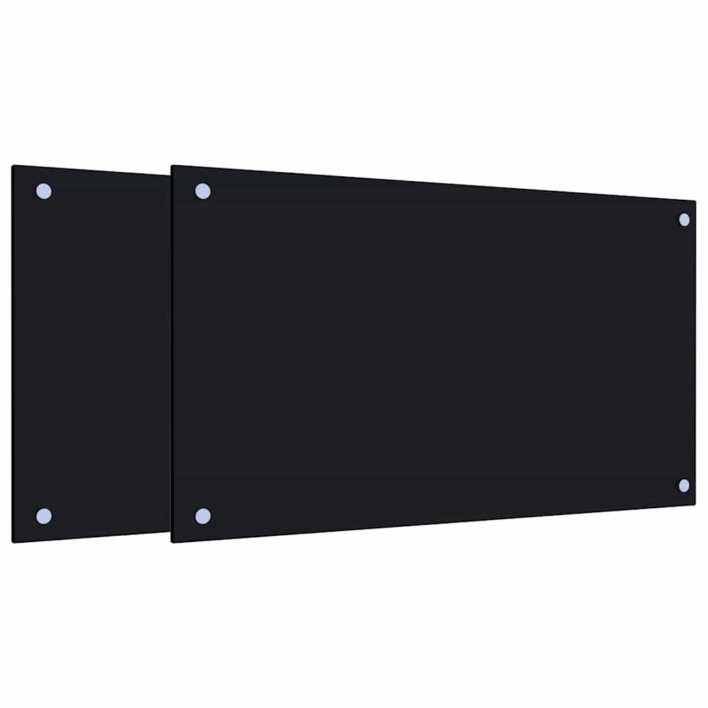 vidaXL Panele ochronne do kuchni, czarne, 2 szt., 70x40 cm, szkło