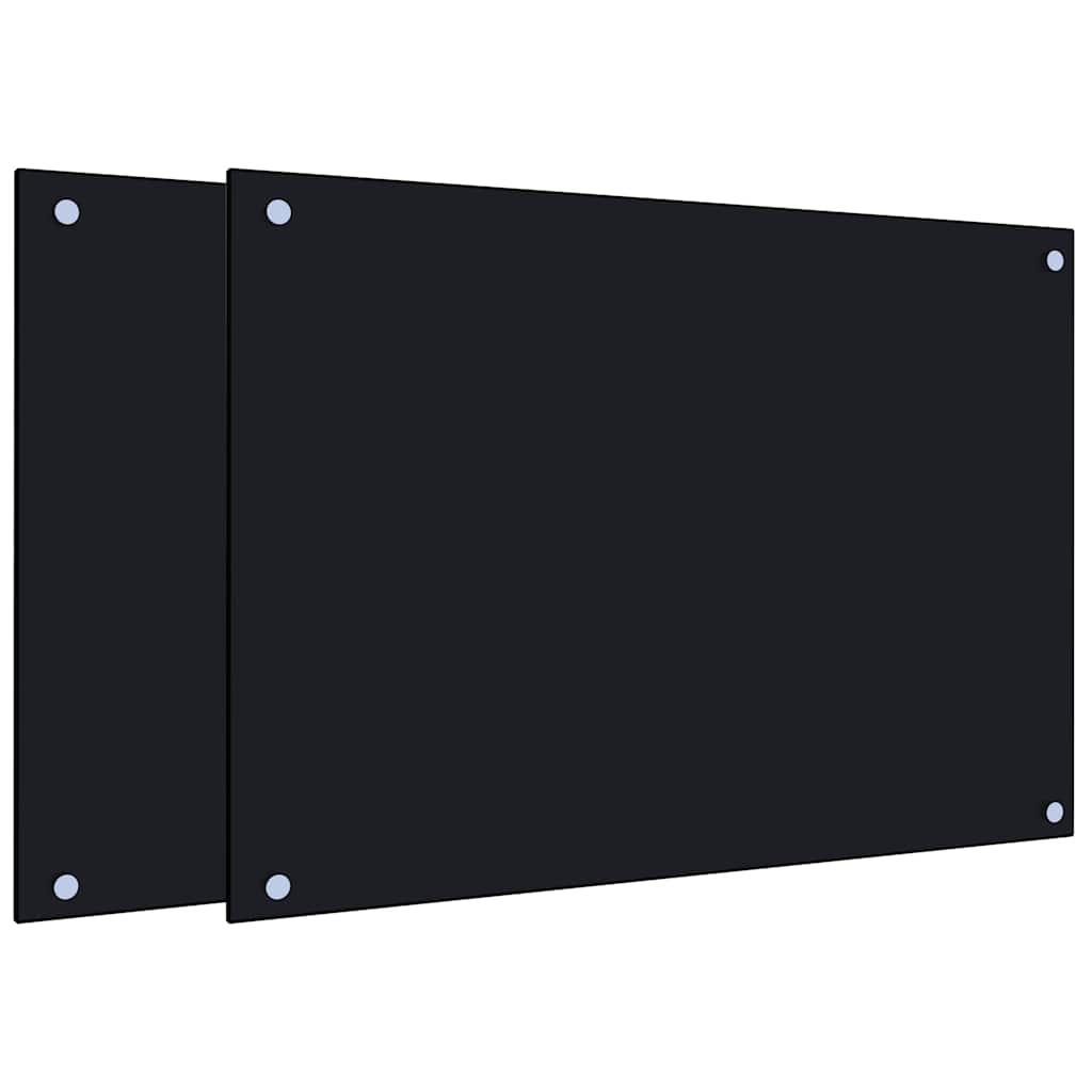vidaXL Panele ochronne do kuchni, czarne, 2 szt., 70x50 cm, szkło