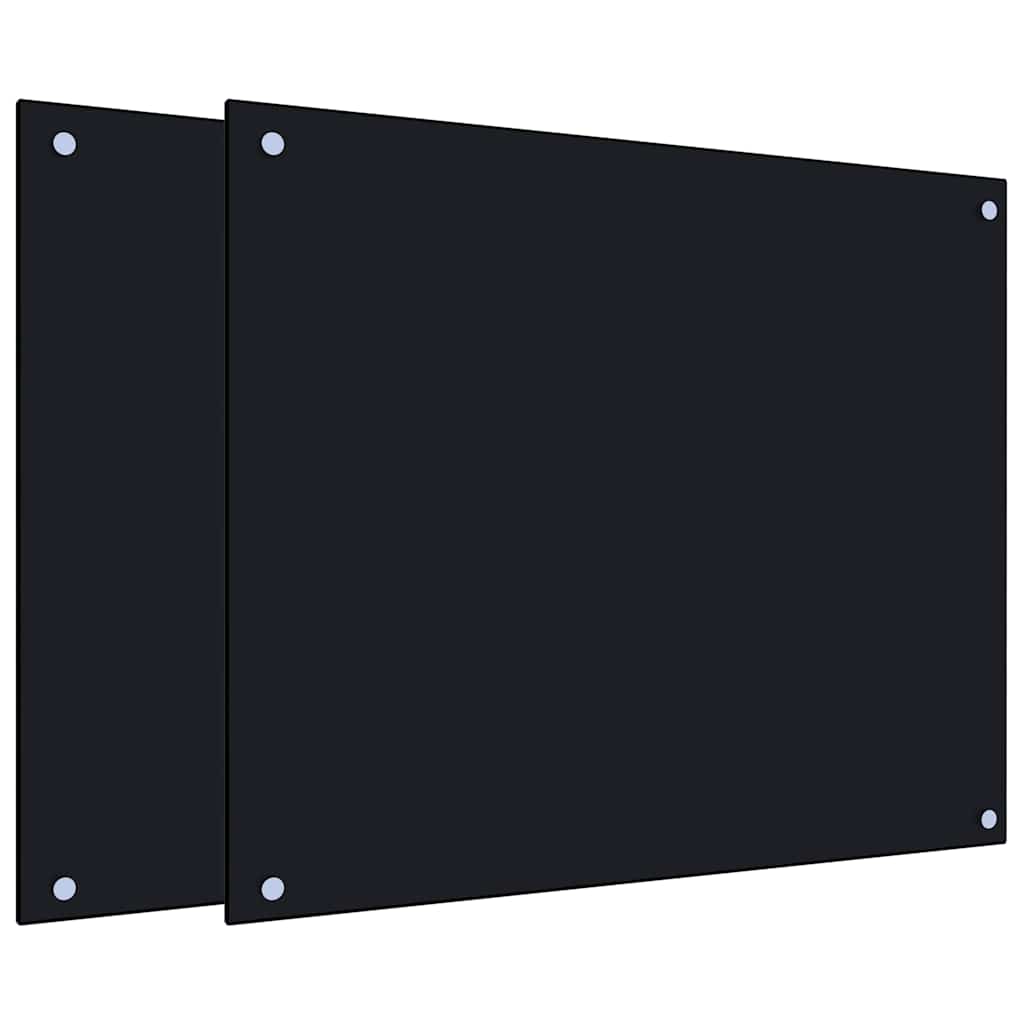vidaXL Panele ochronne do kuchni, czarne, 2 szt., 70x60 cm szkło